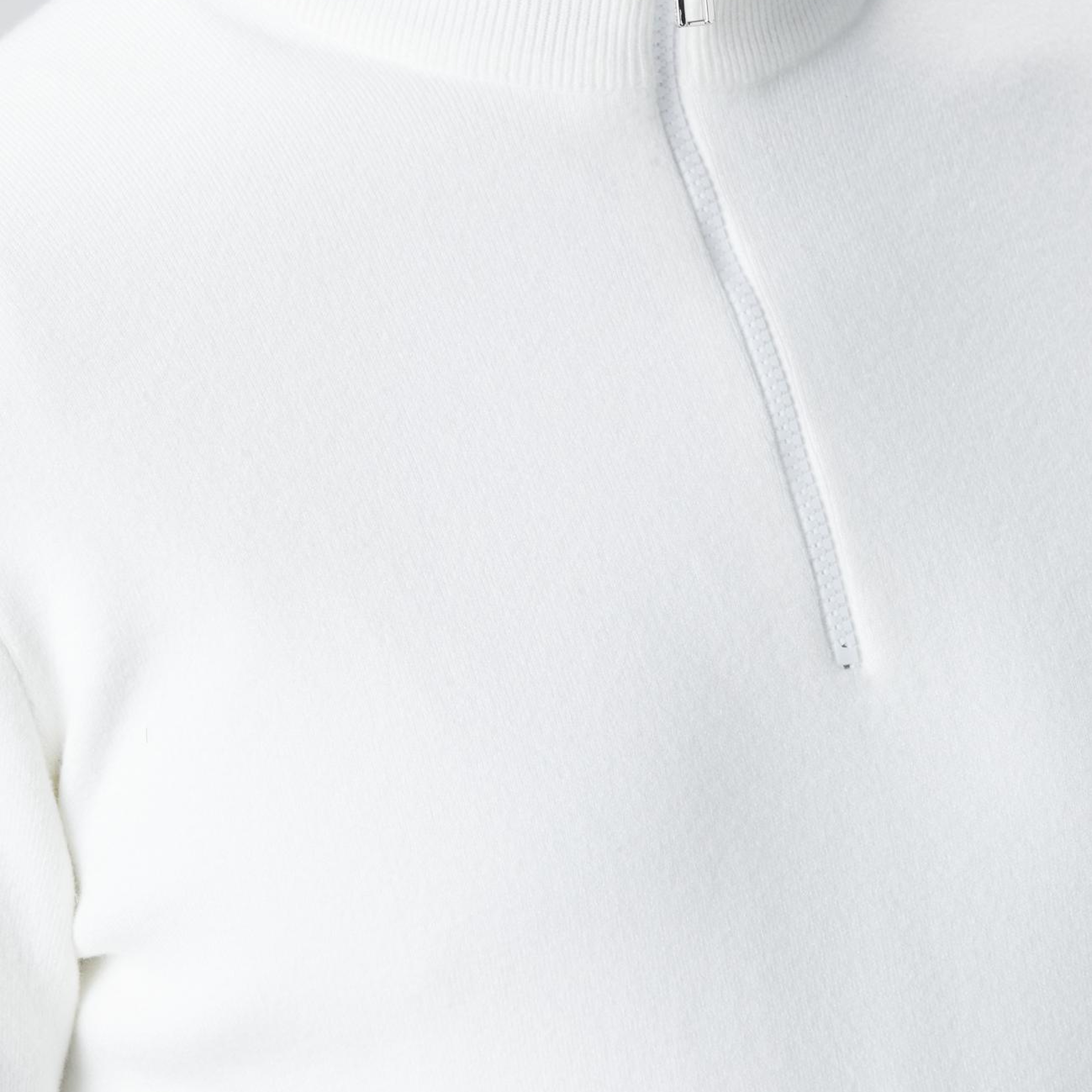 Network Erkek Kırık Beyaz Yakası Fermuarlı Triko Kazak