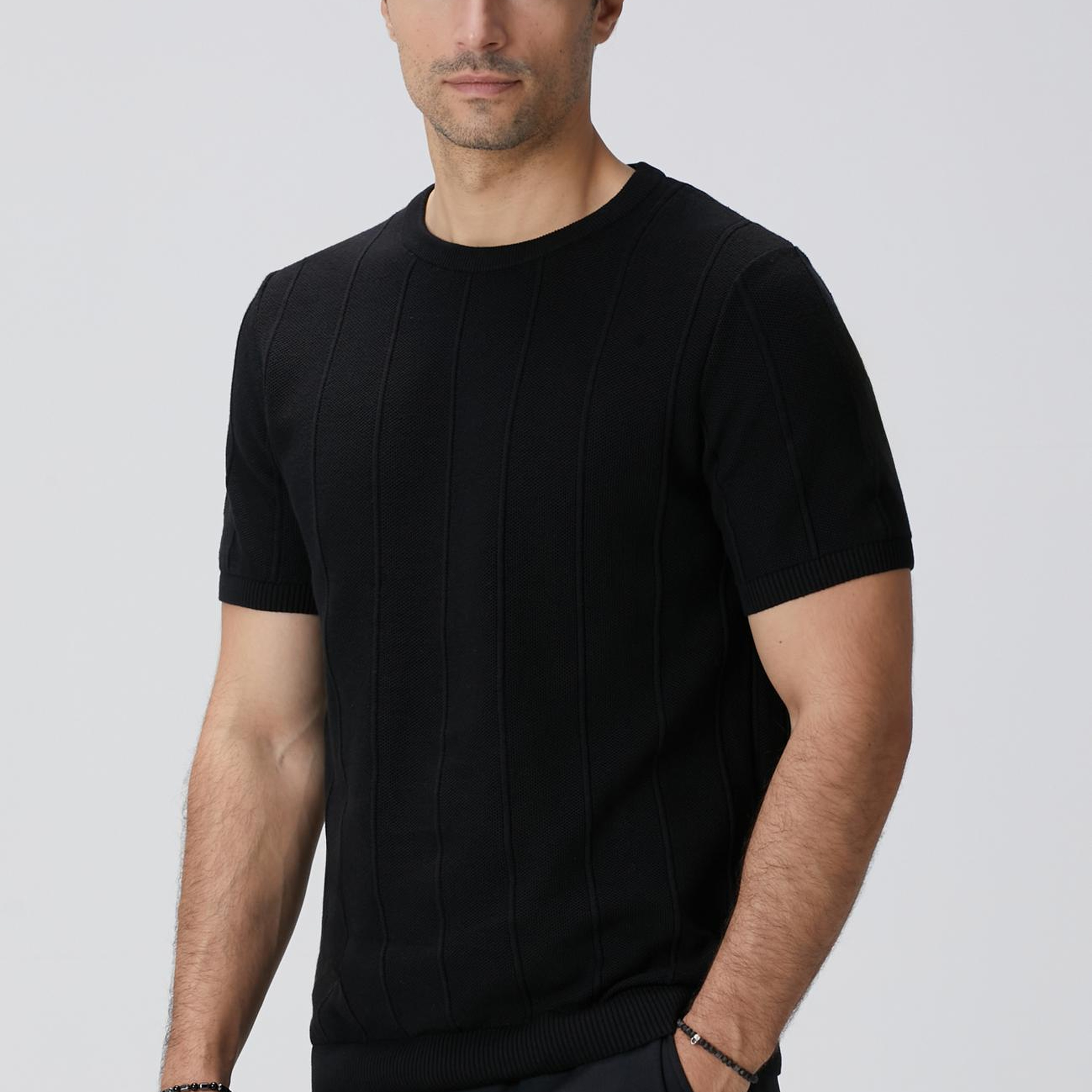 Network Erkek Siyah Jakarlı Triko Kazak