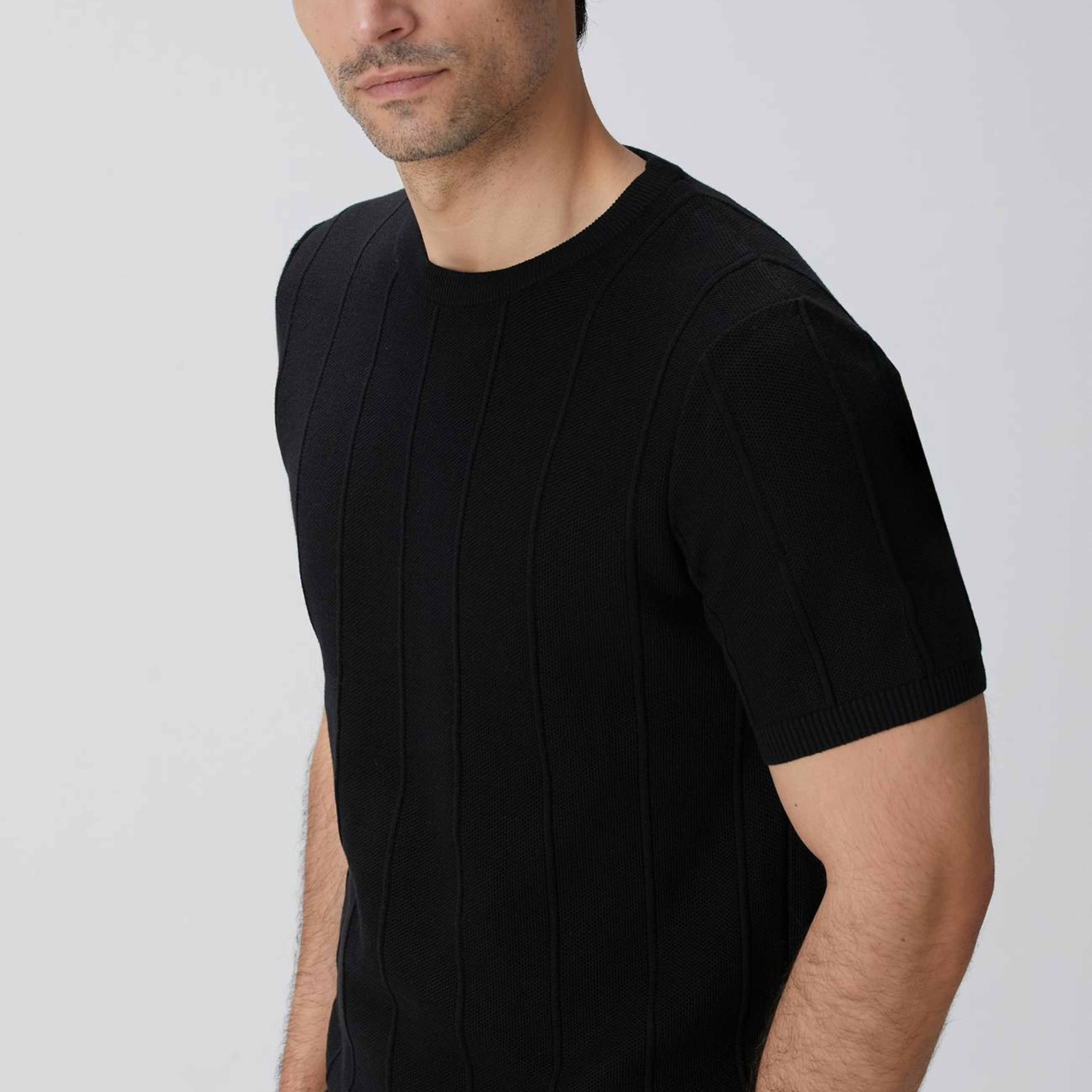 Network Erkek Siyah Jakarlı Triko Kazak