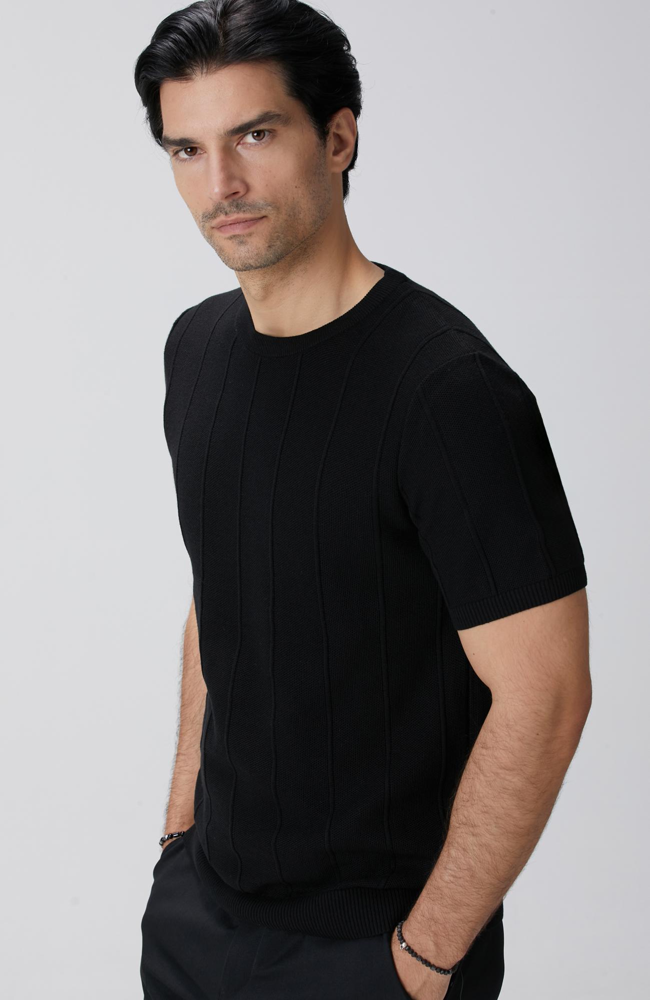 Network Erkek Siyah Jakarlı Triko Kazak