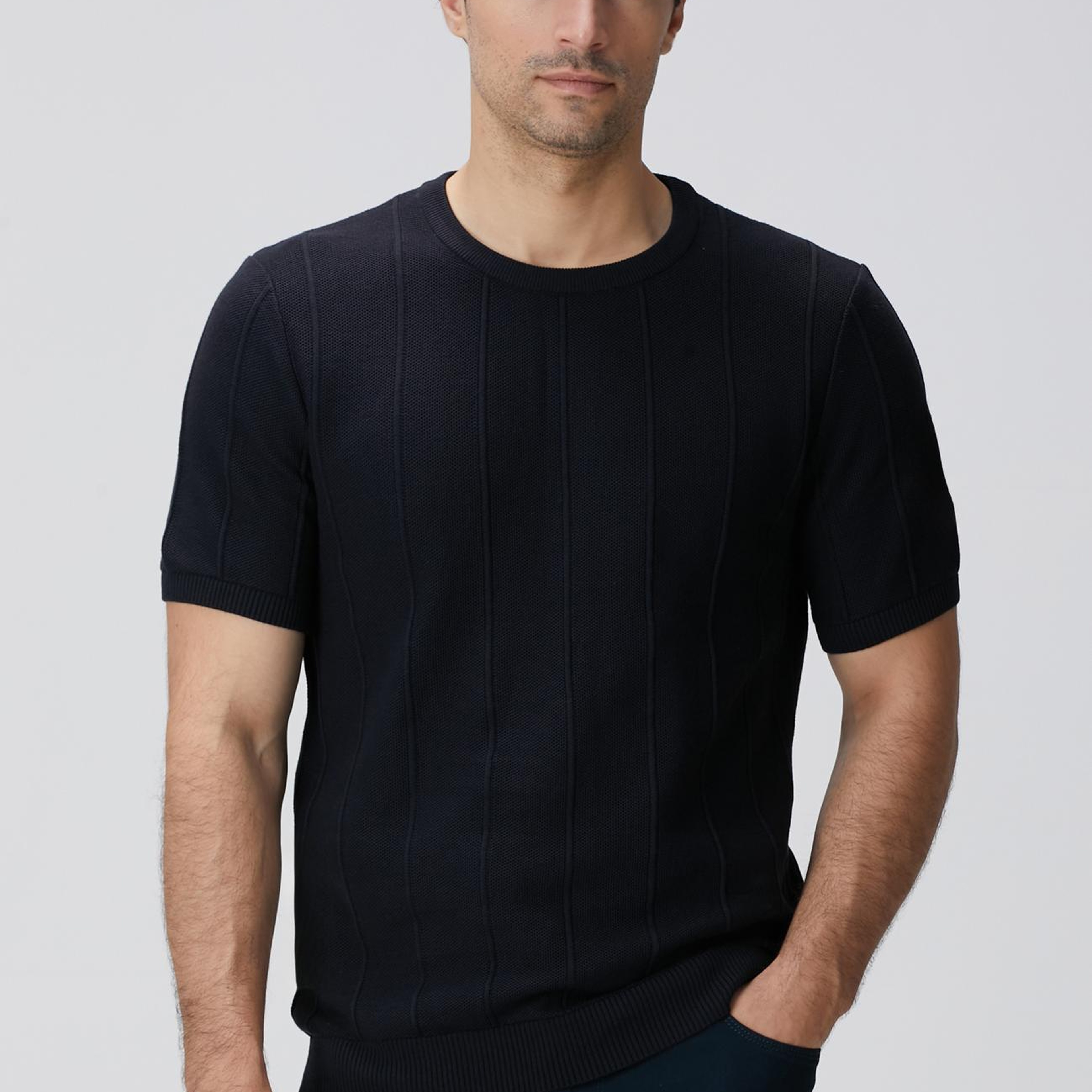 Network Erkek Lacivert Jakarlı Triko Kazak