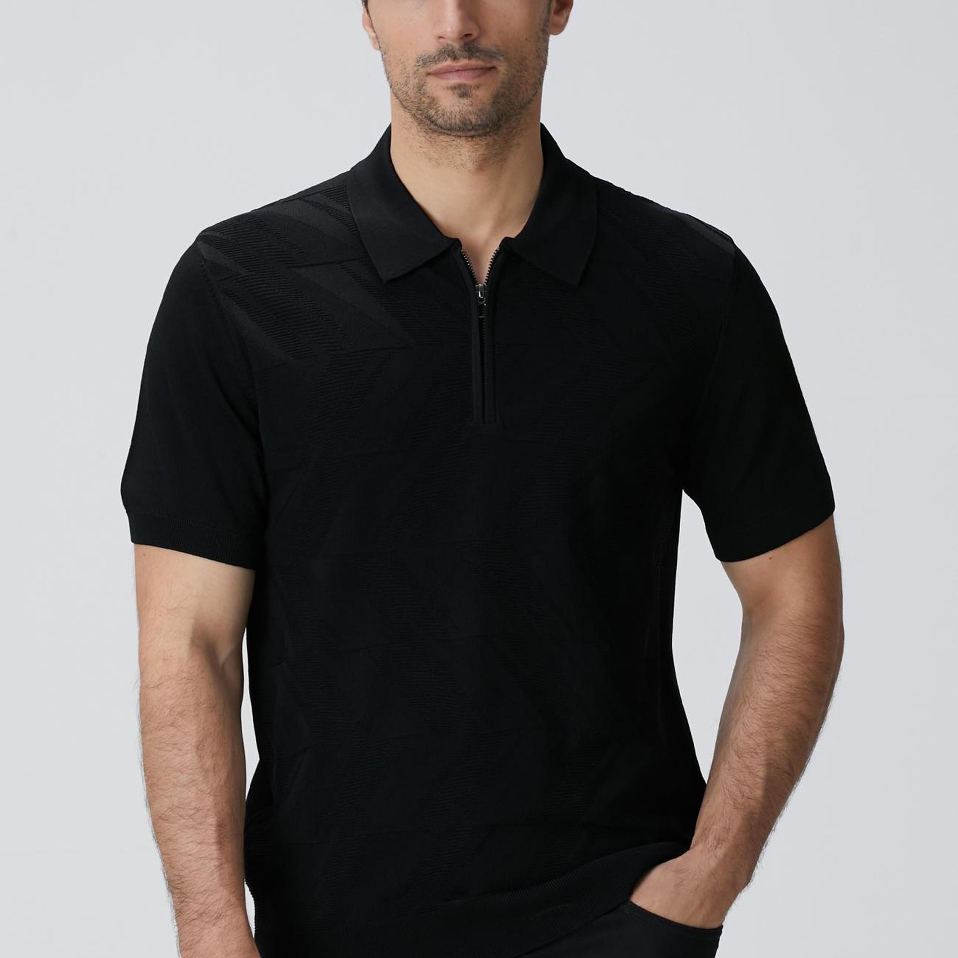 Network Erkek Siyah Jakarlı Triko Kazak