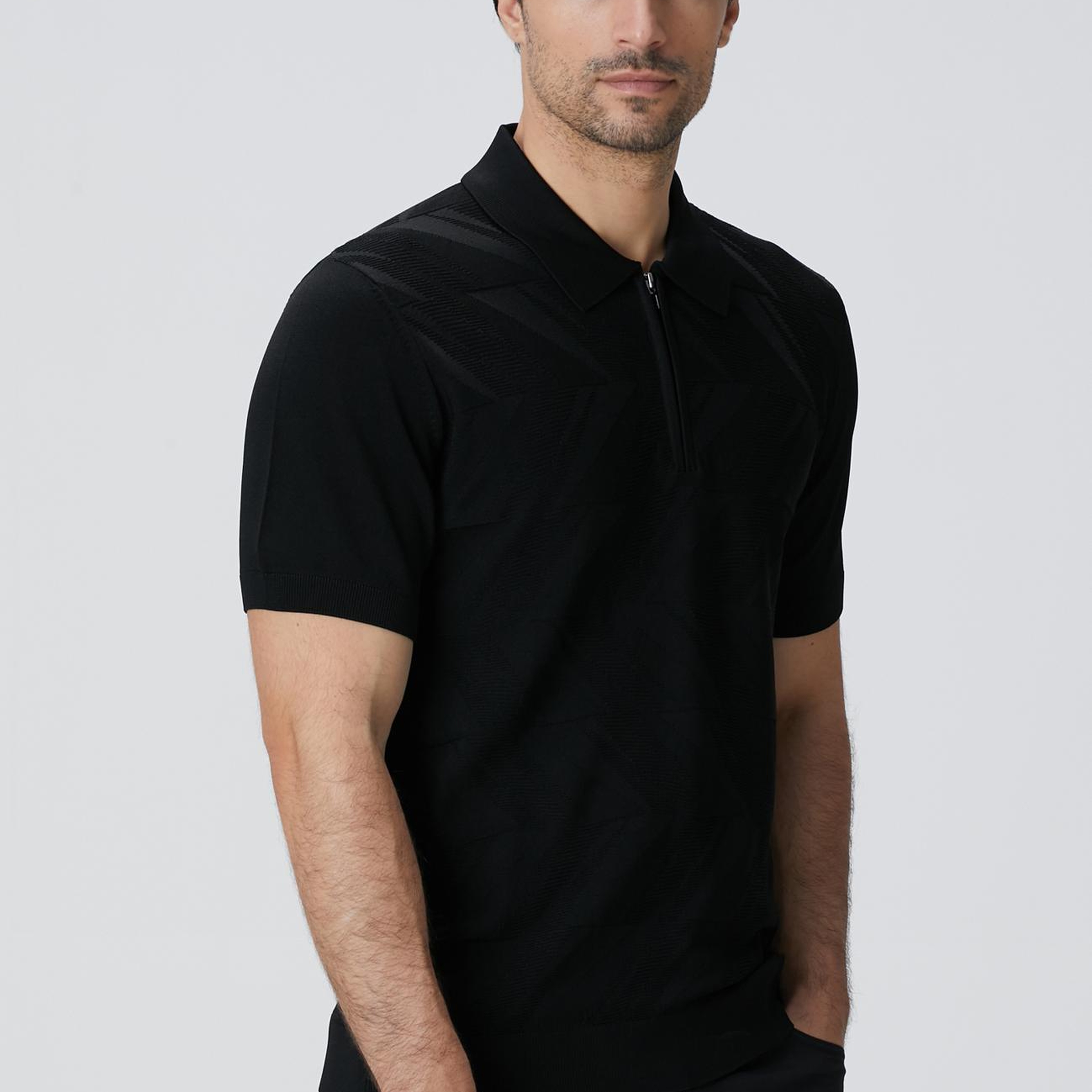 Network Erkek Siyah Jakarlı Triko Kazak