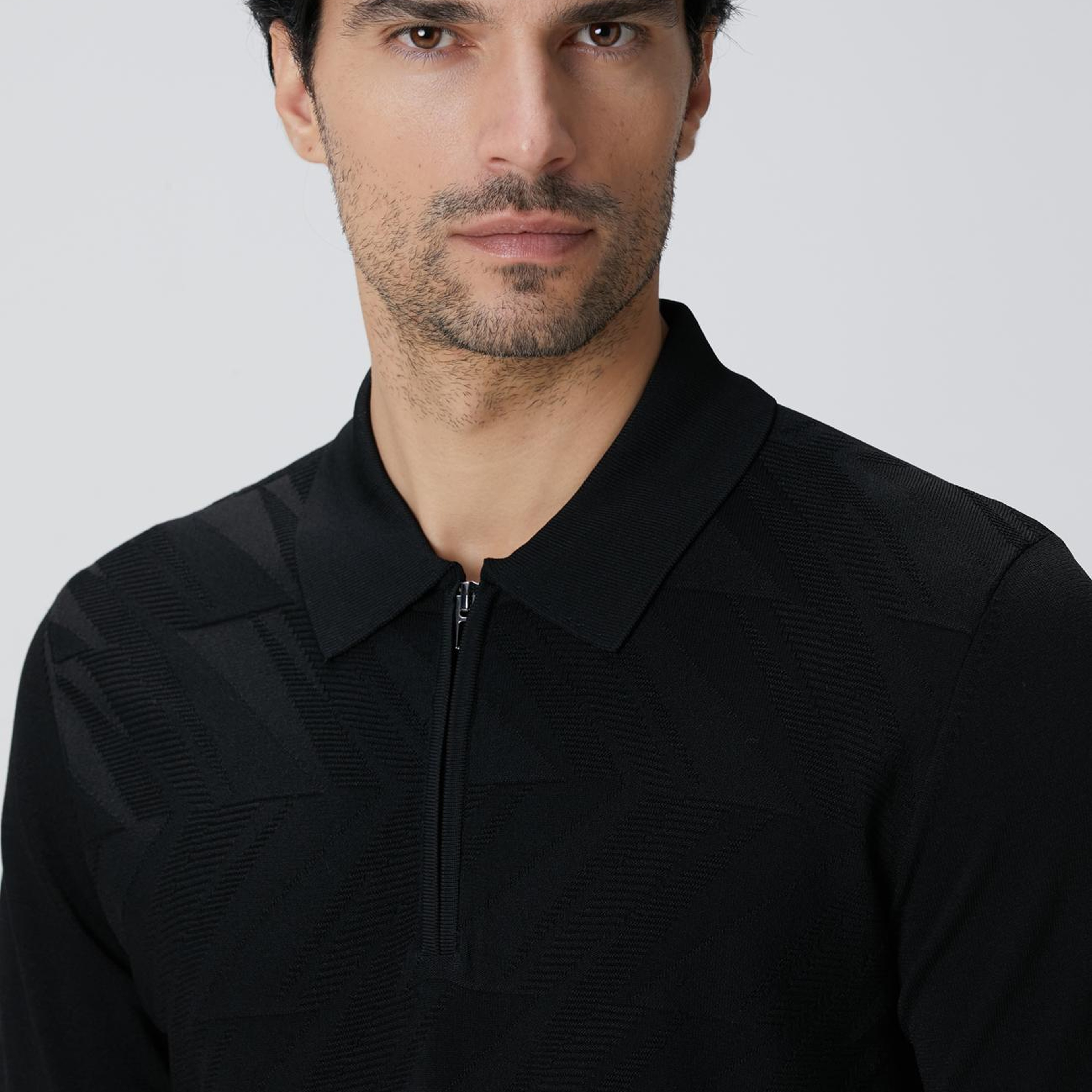 Network Erkek Siyah Jakarlı Triko Kazak