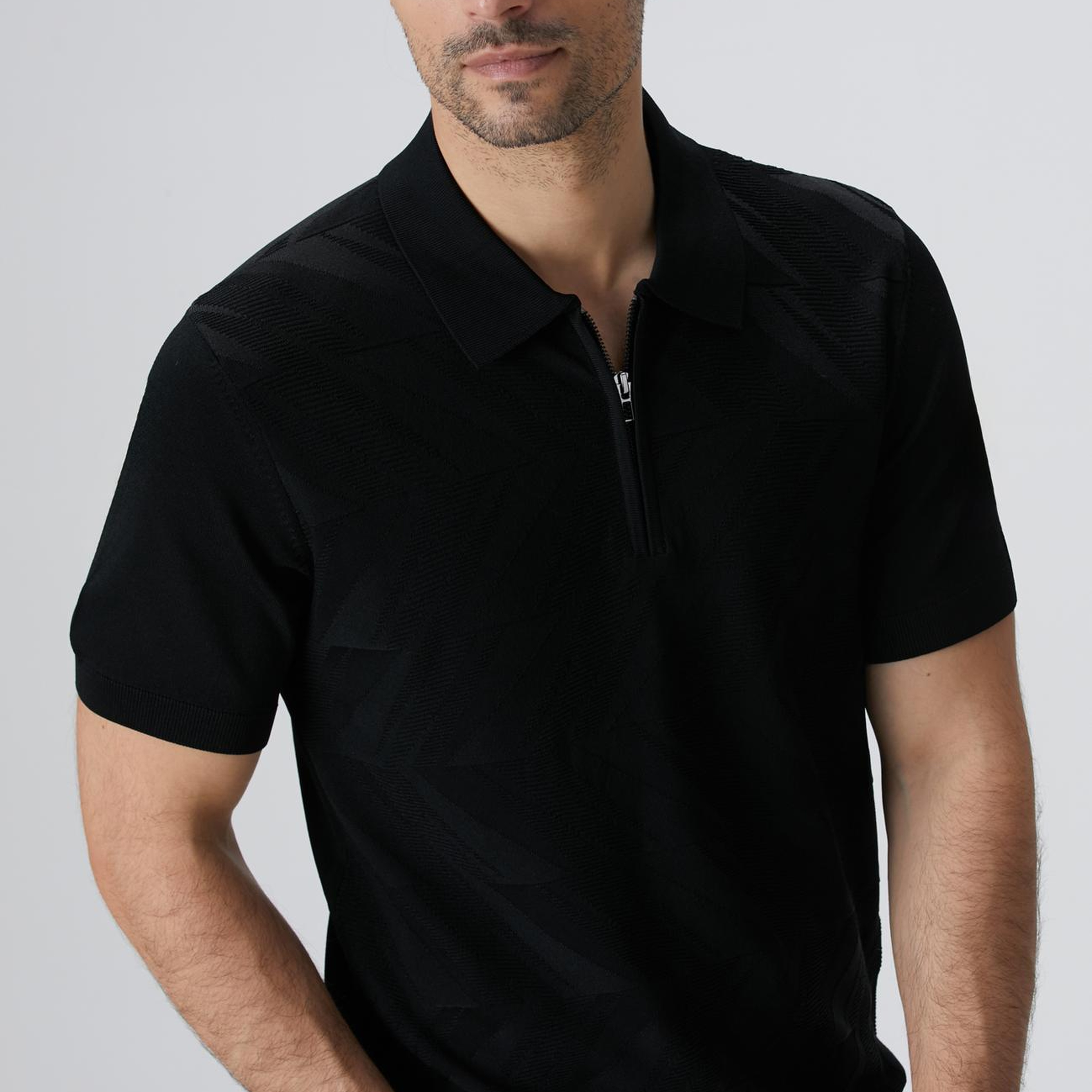 Network Erkek Siyah Jakarlı Triko Kazak