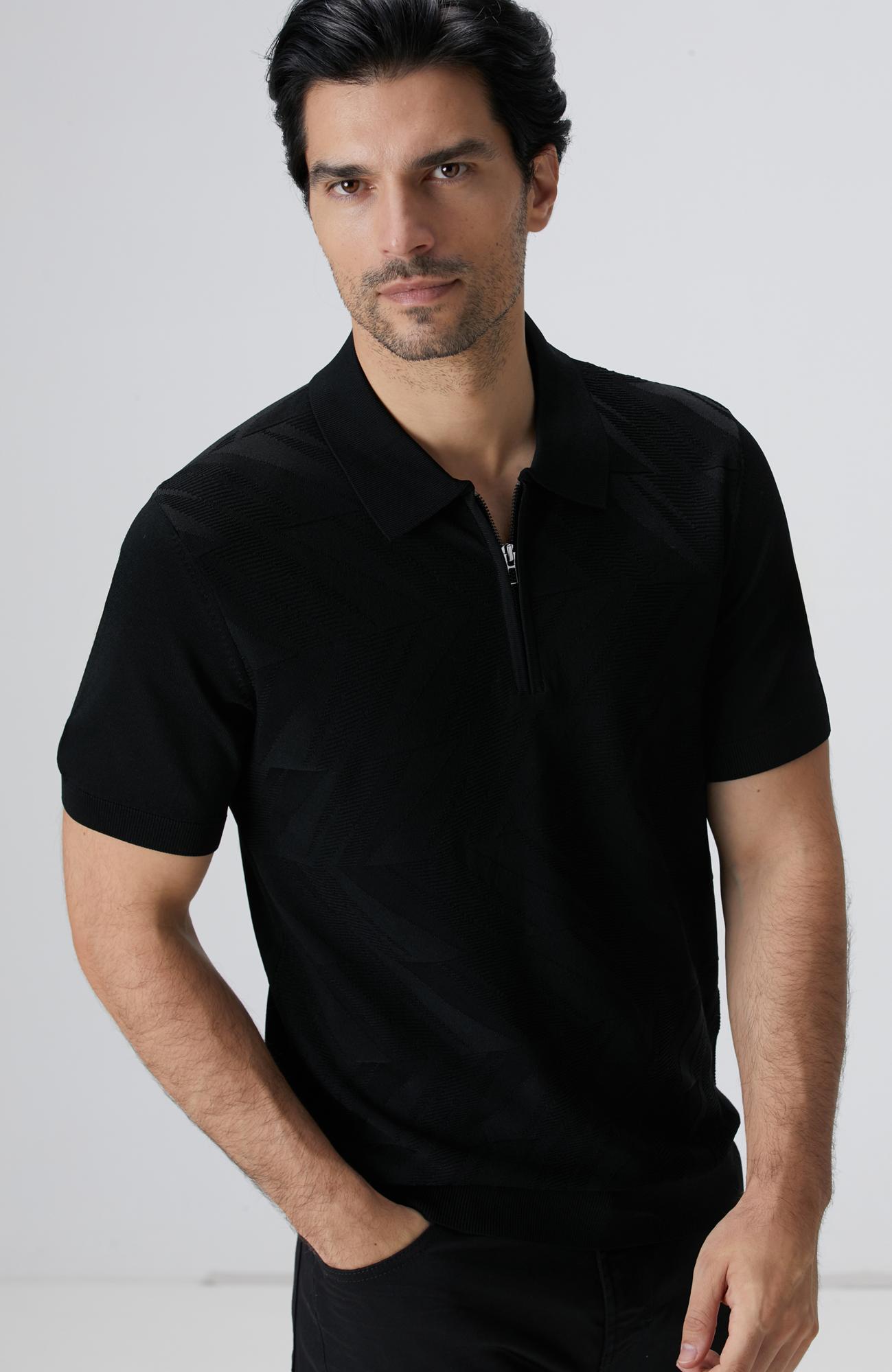 Network Erkek Siyah Jakarlı Triko Kazak