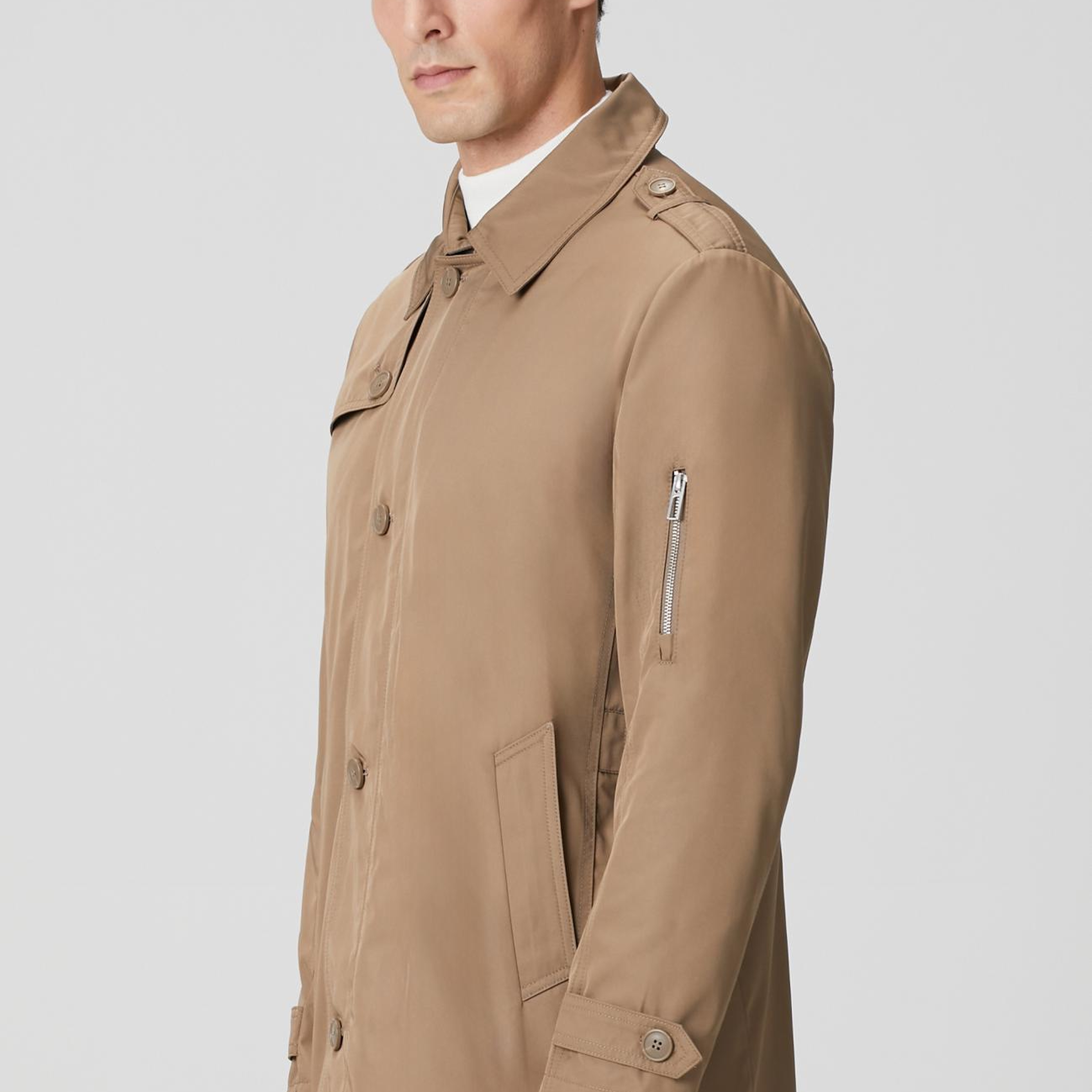 Network Erkek Vizon Fermuarlı Trençkot