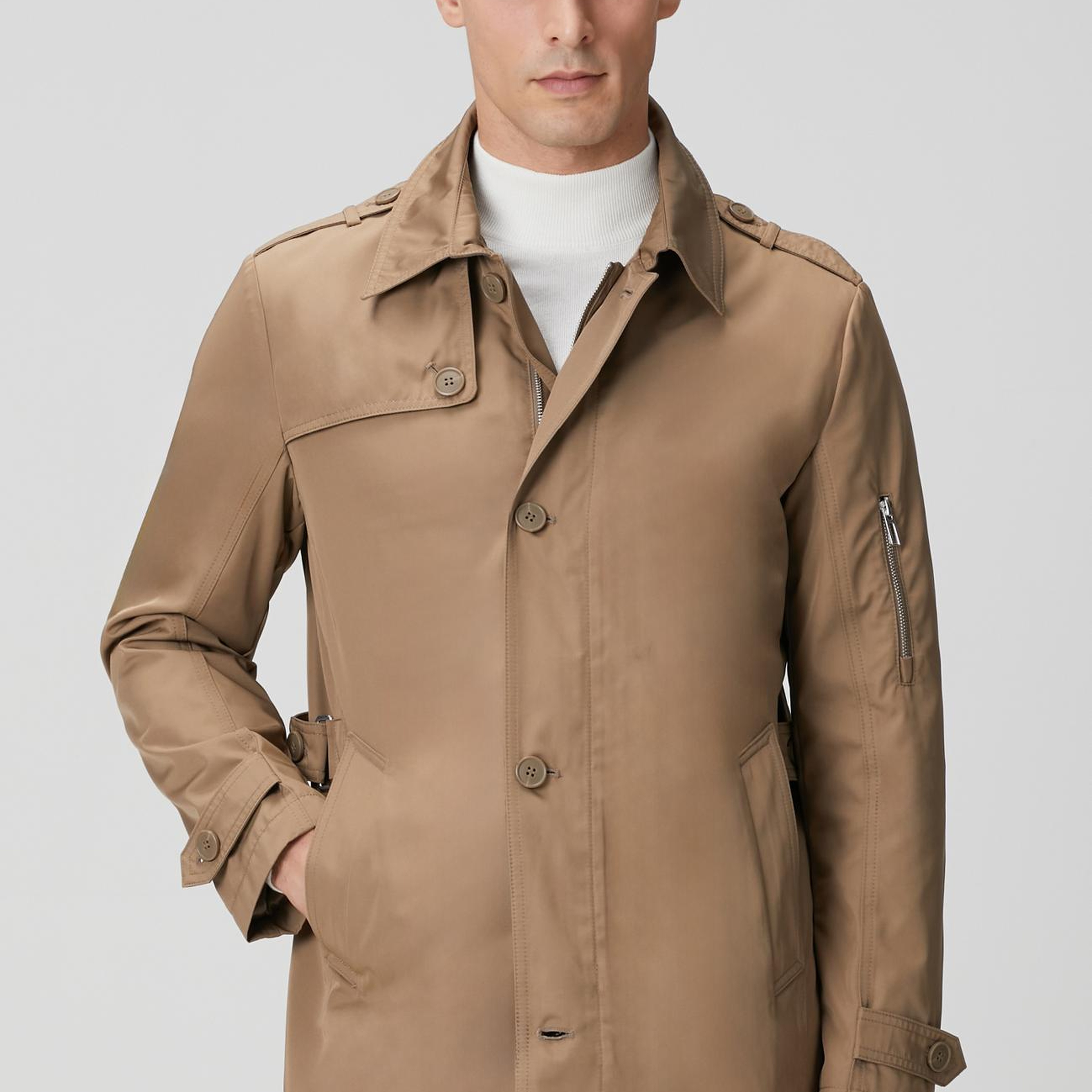 Network Erkek Vizon Fermuarlı Trençkot