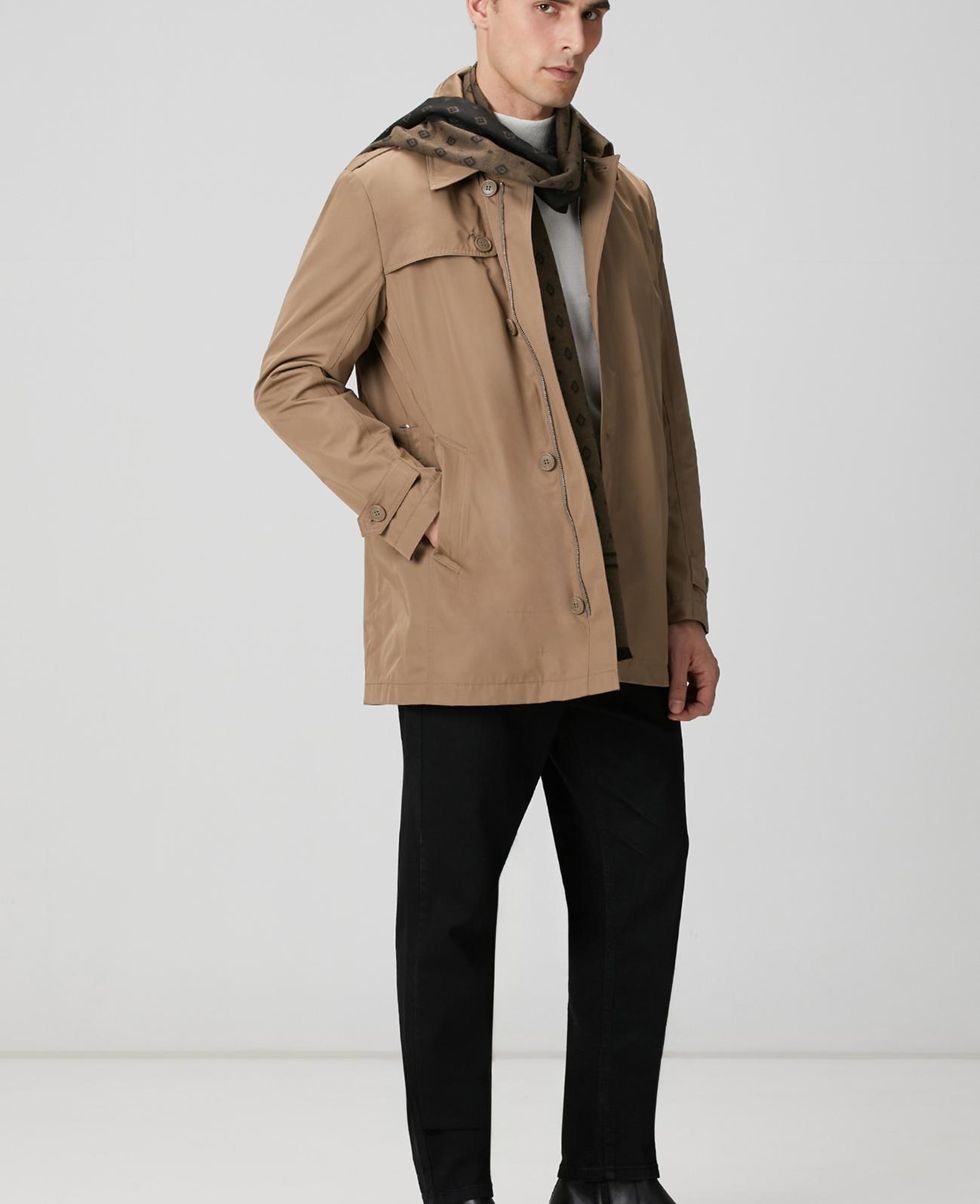 Network Erkek Vizon Fermuarlı Trençkot