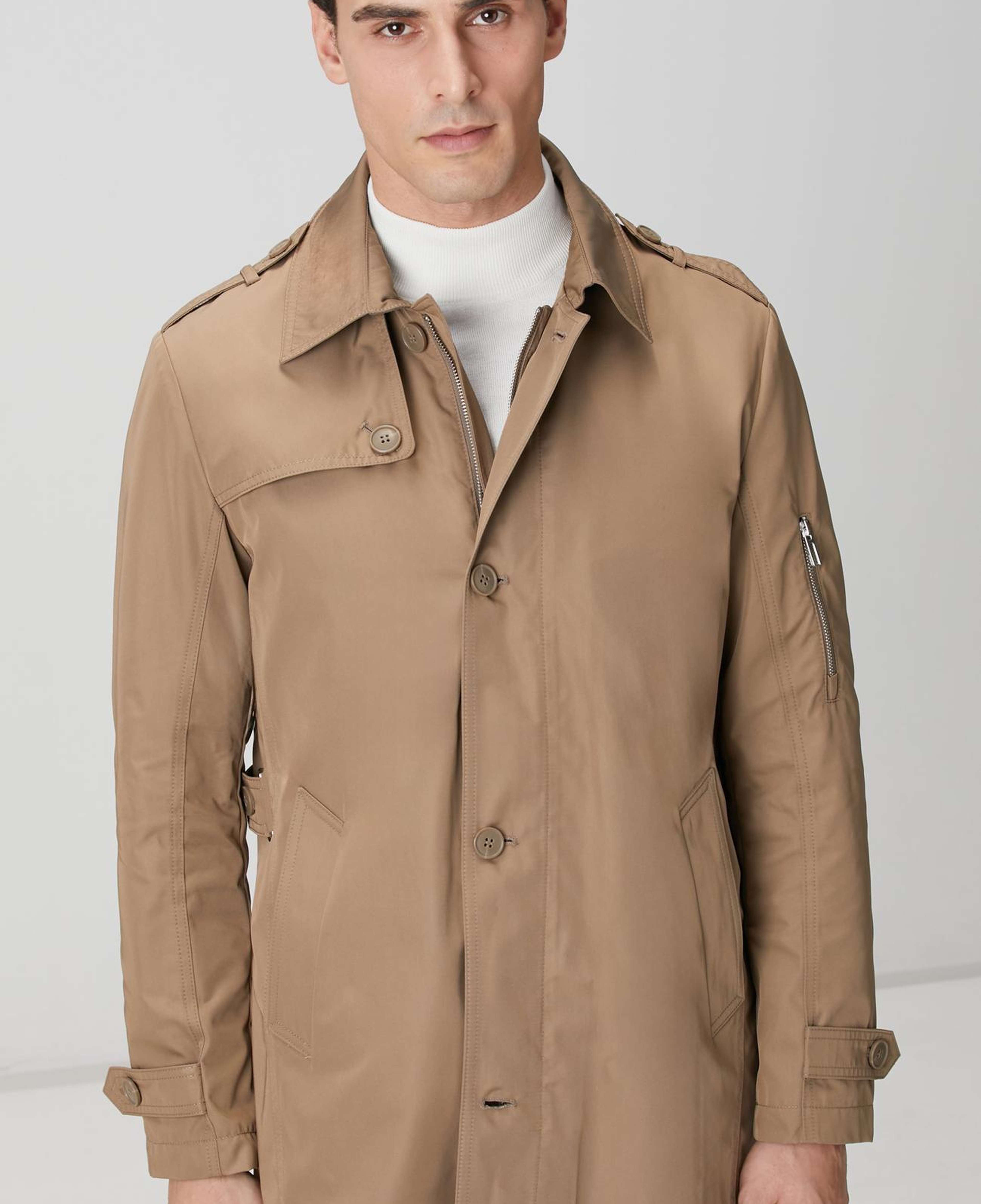 Network Erkek Vizon Fermuarlı Trençkot