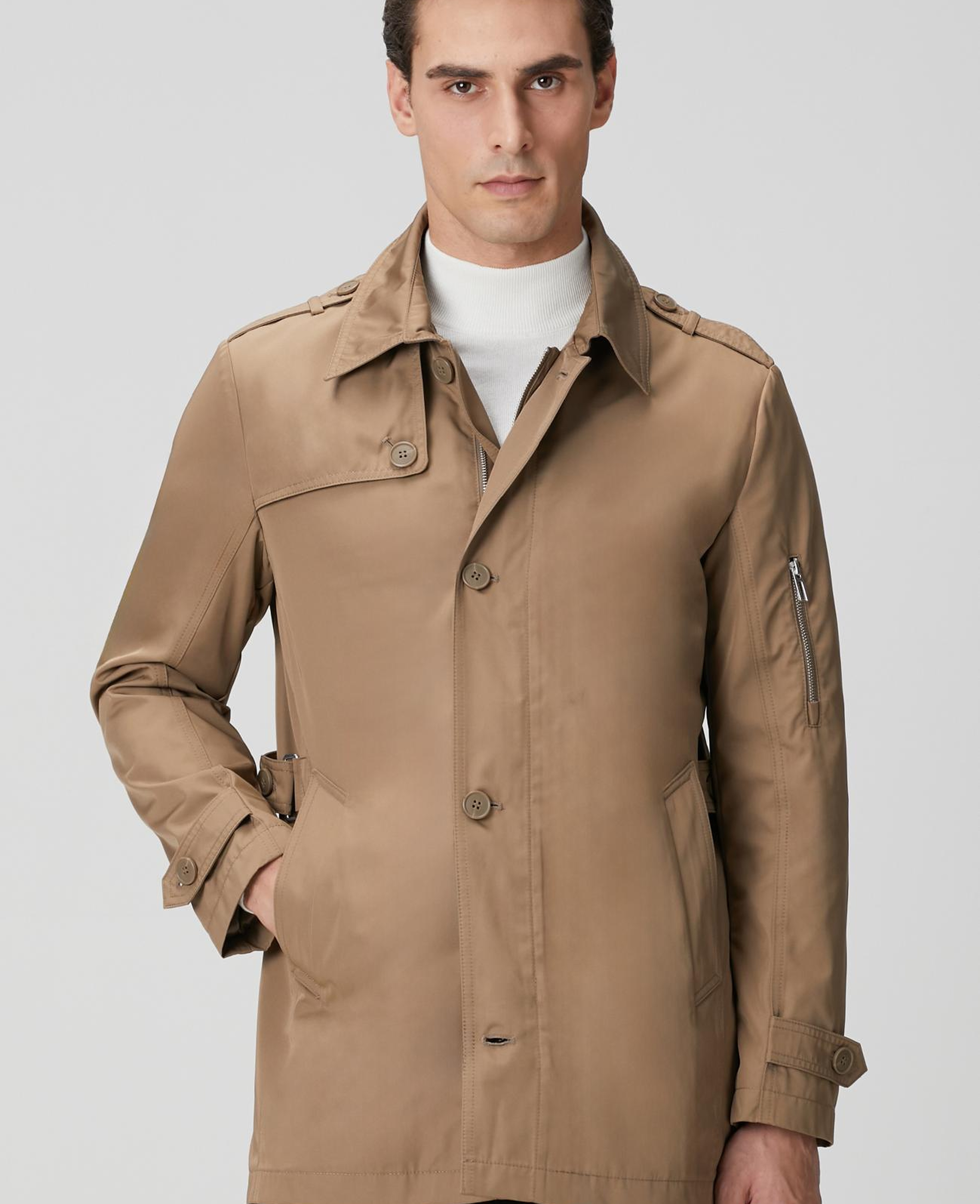 Network Erkek Vizon Fermuarlı Trençkot