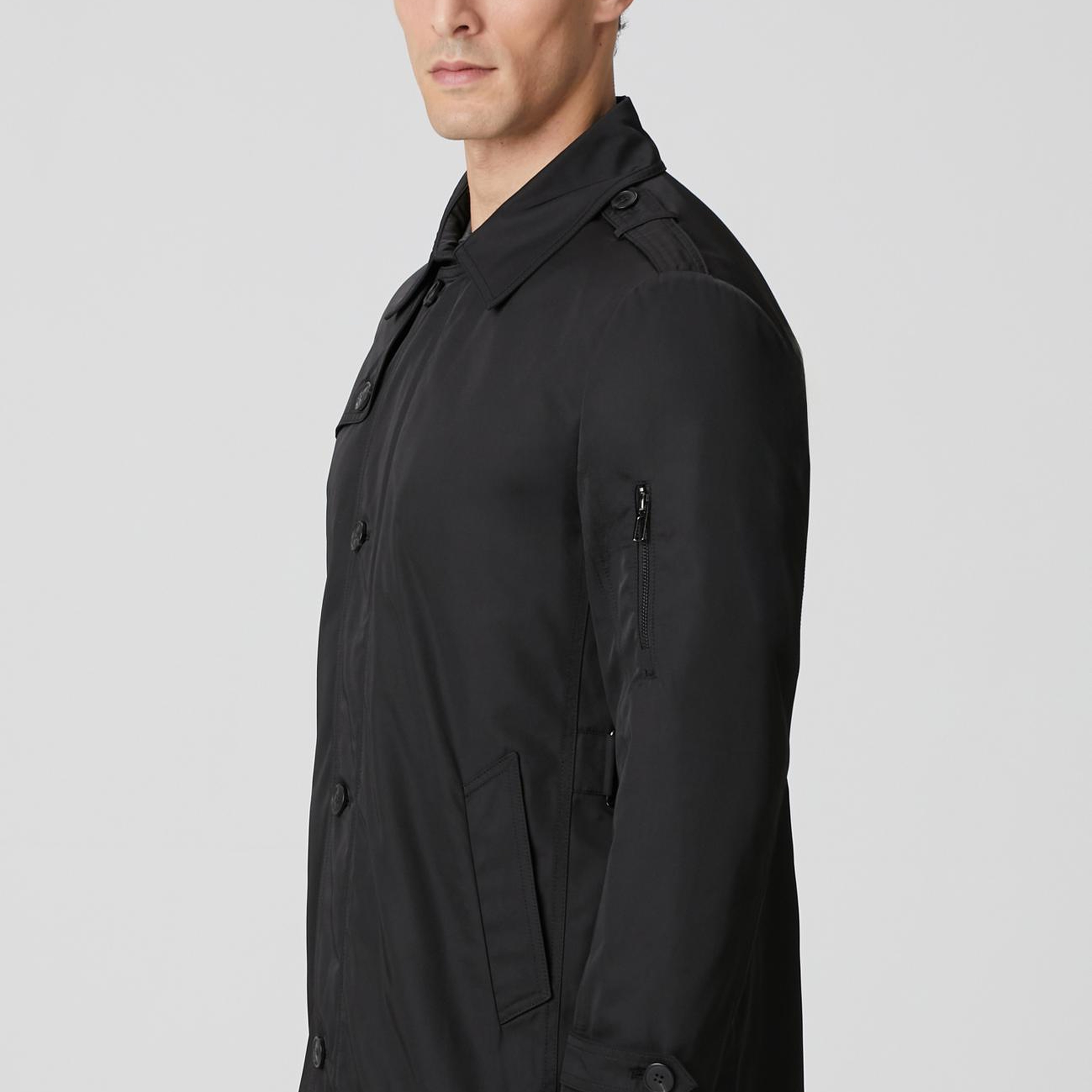 Network Erkek Siyah Fermuarlı Trençkot