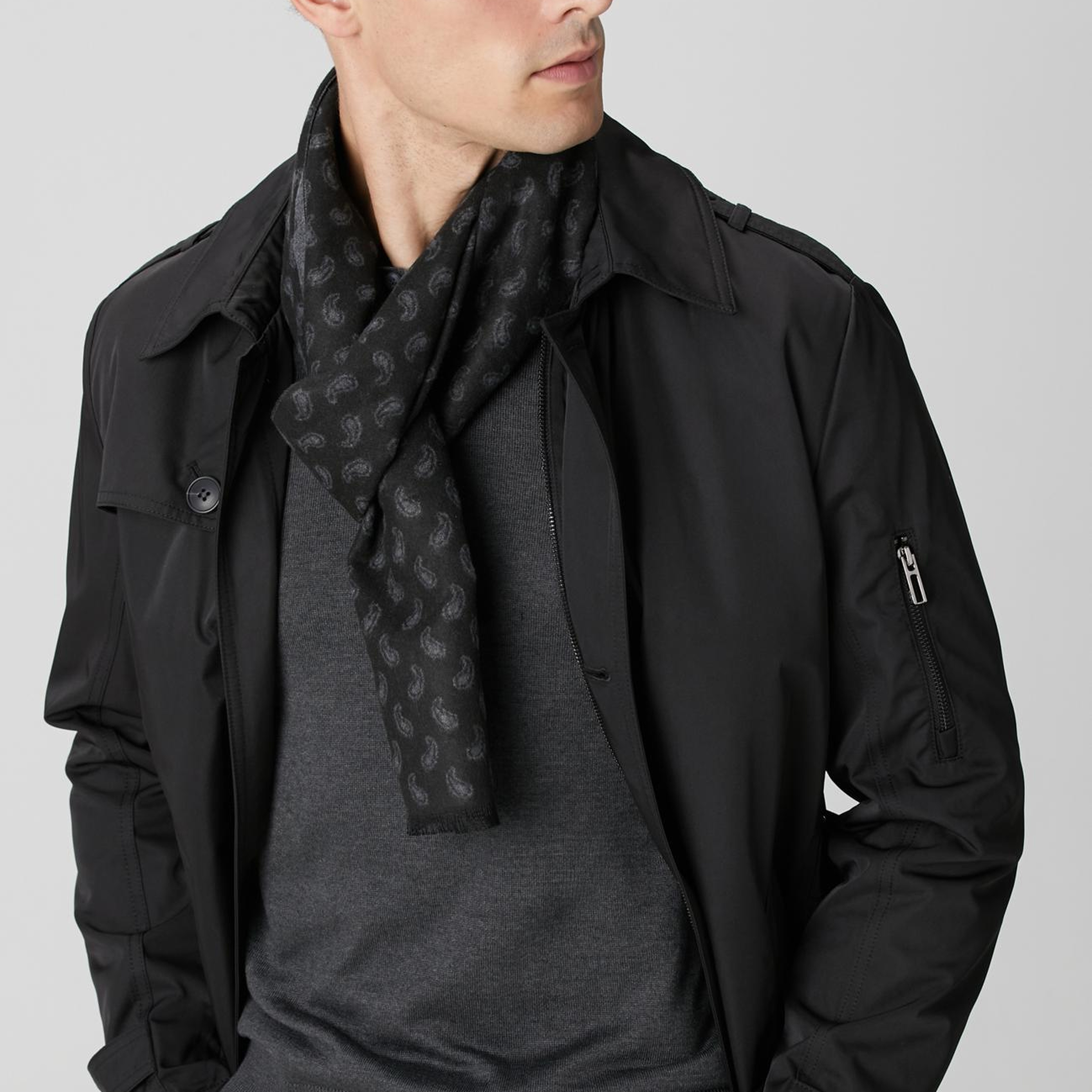 Network Erkek Siyah Fermuarlı Trençkot