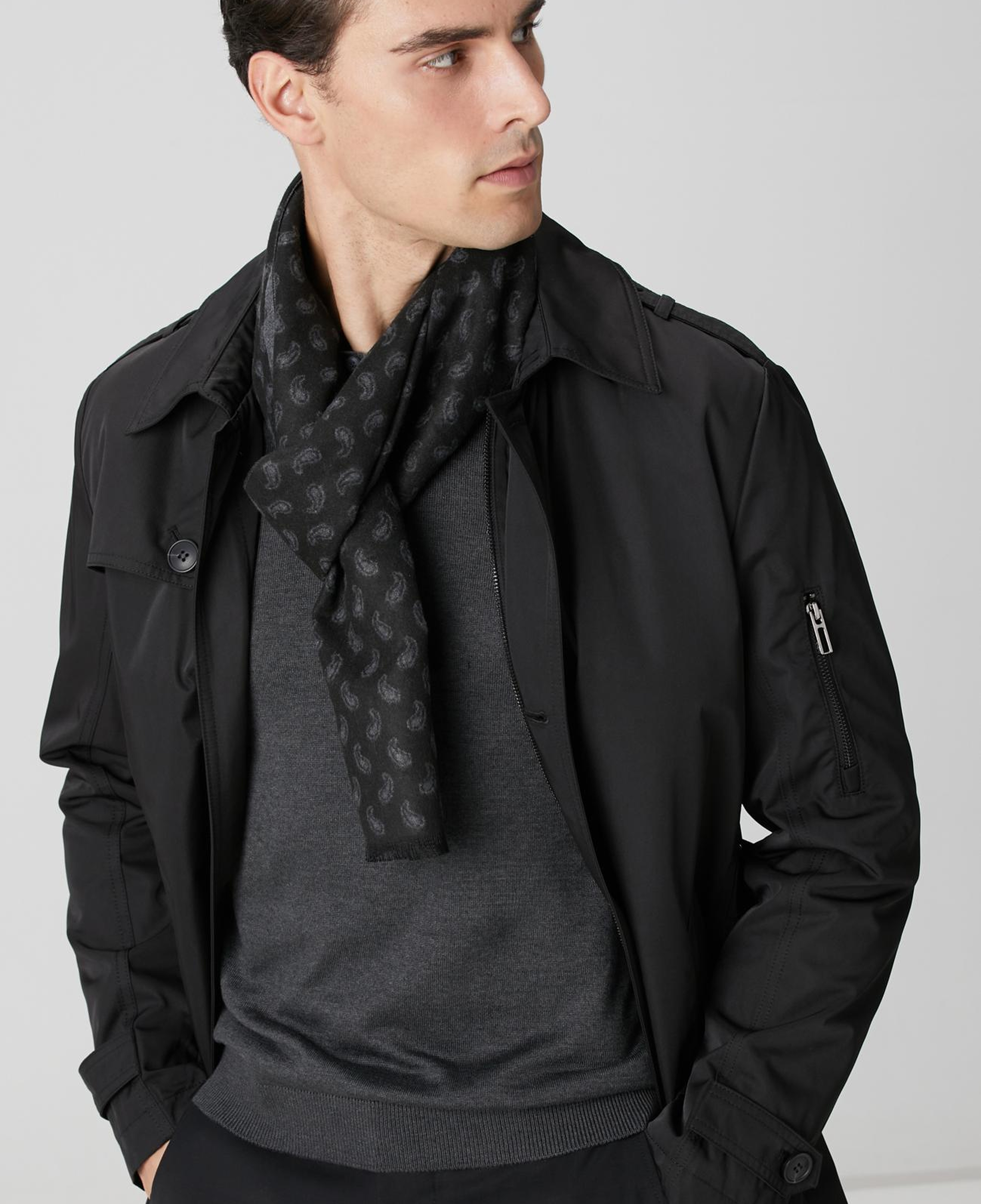 Network Erkek Siyah Fermuarlı Trençkot