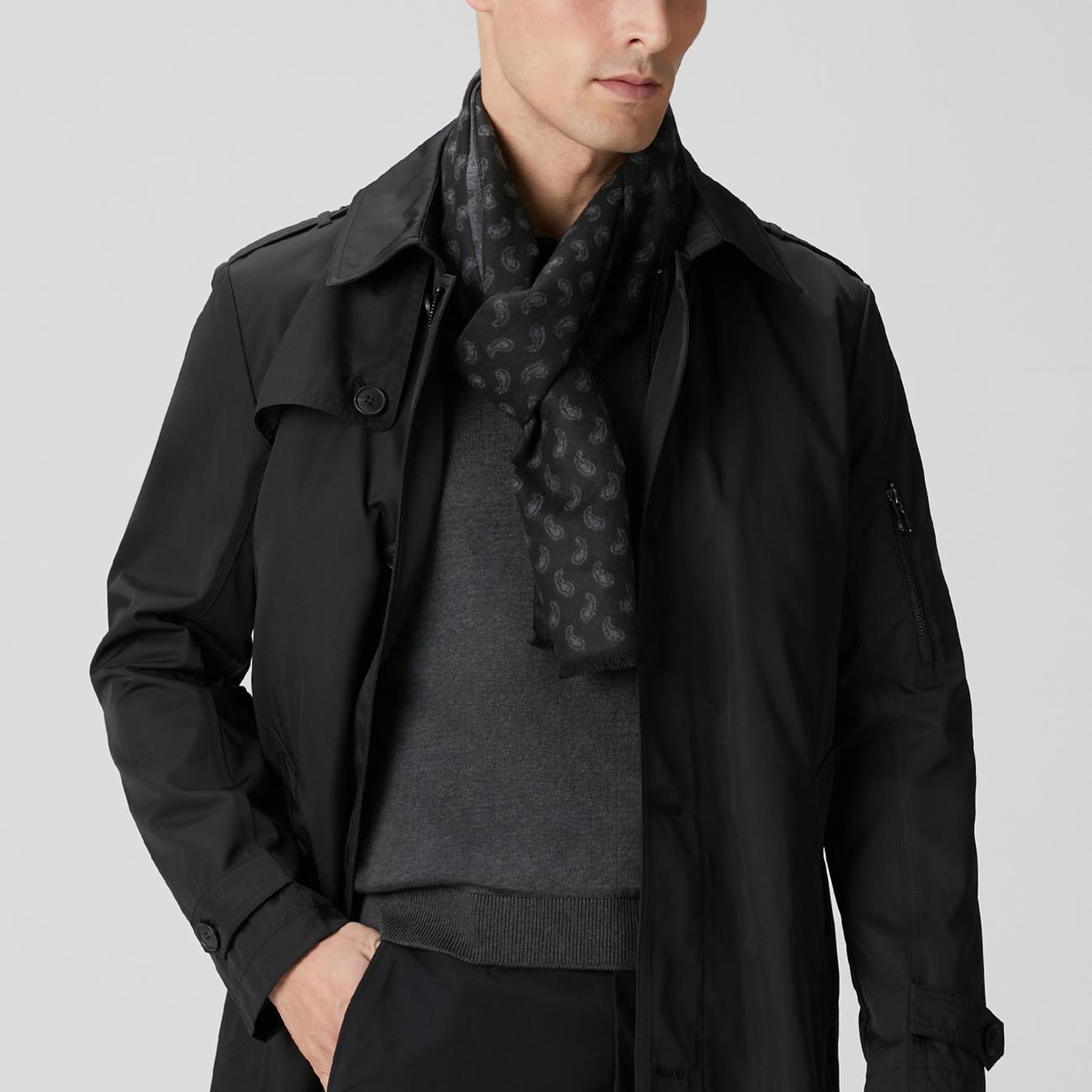 Network Erkek Siyah Fermuarlı Trençkot