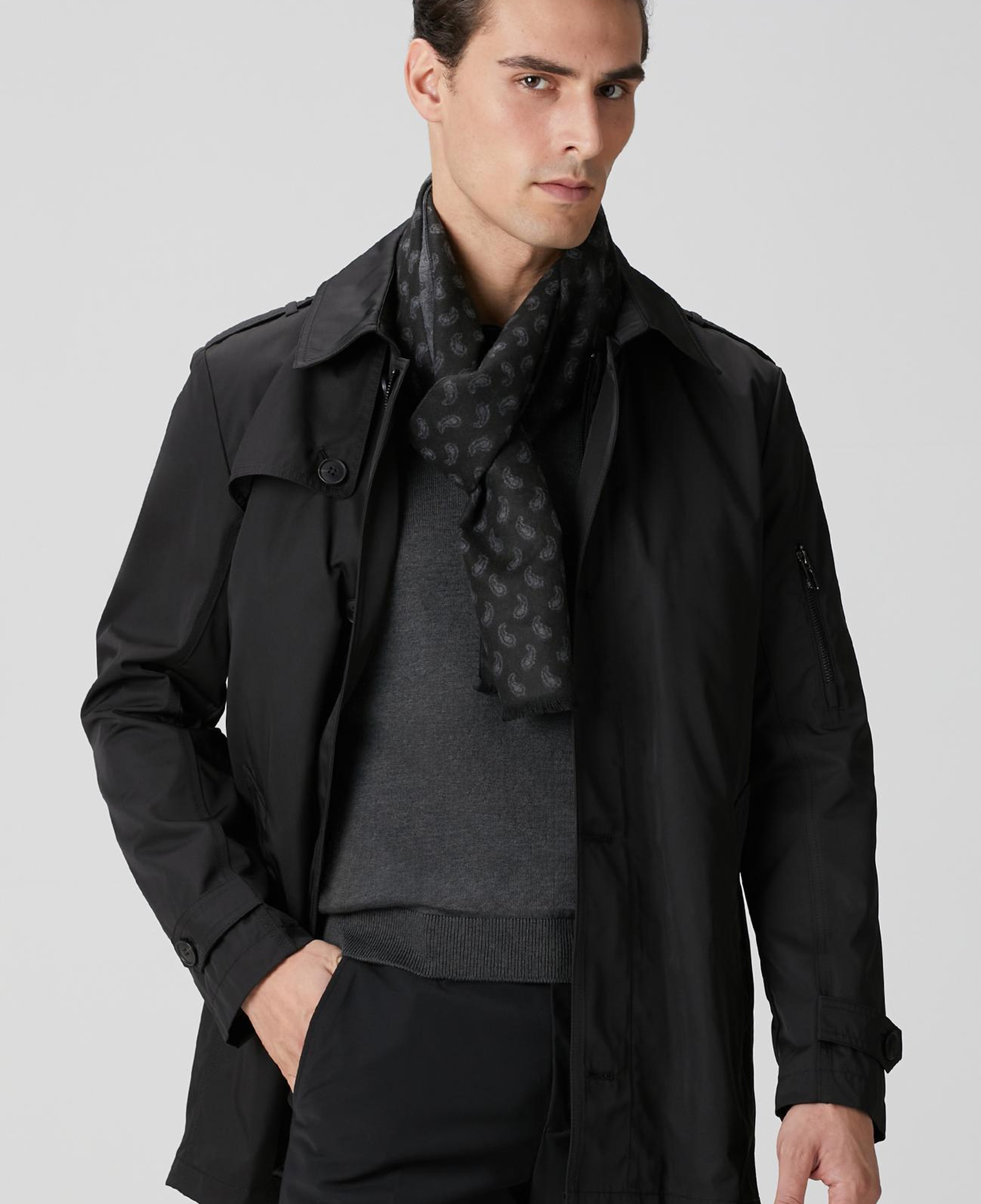 Network Erkek Siyah Fermuarlı Trençkot