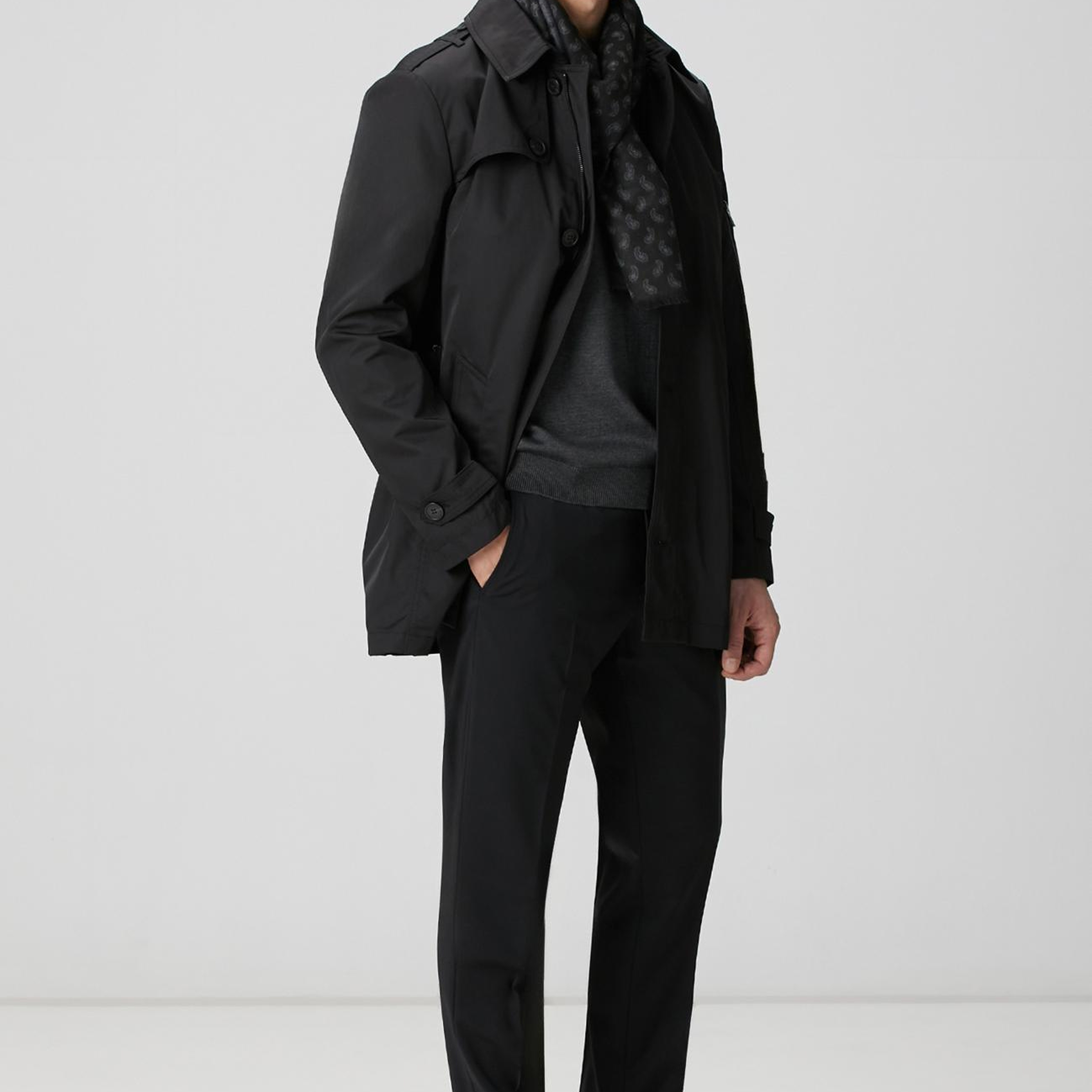 Network Erkek Siyah Fermuarlı Trençkot