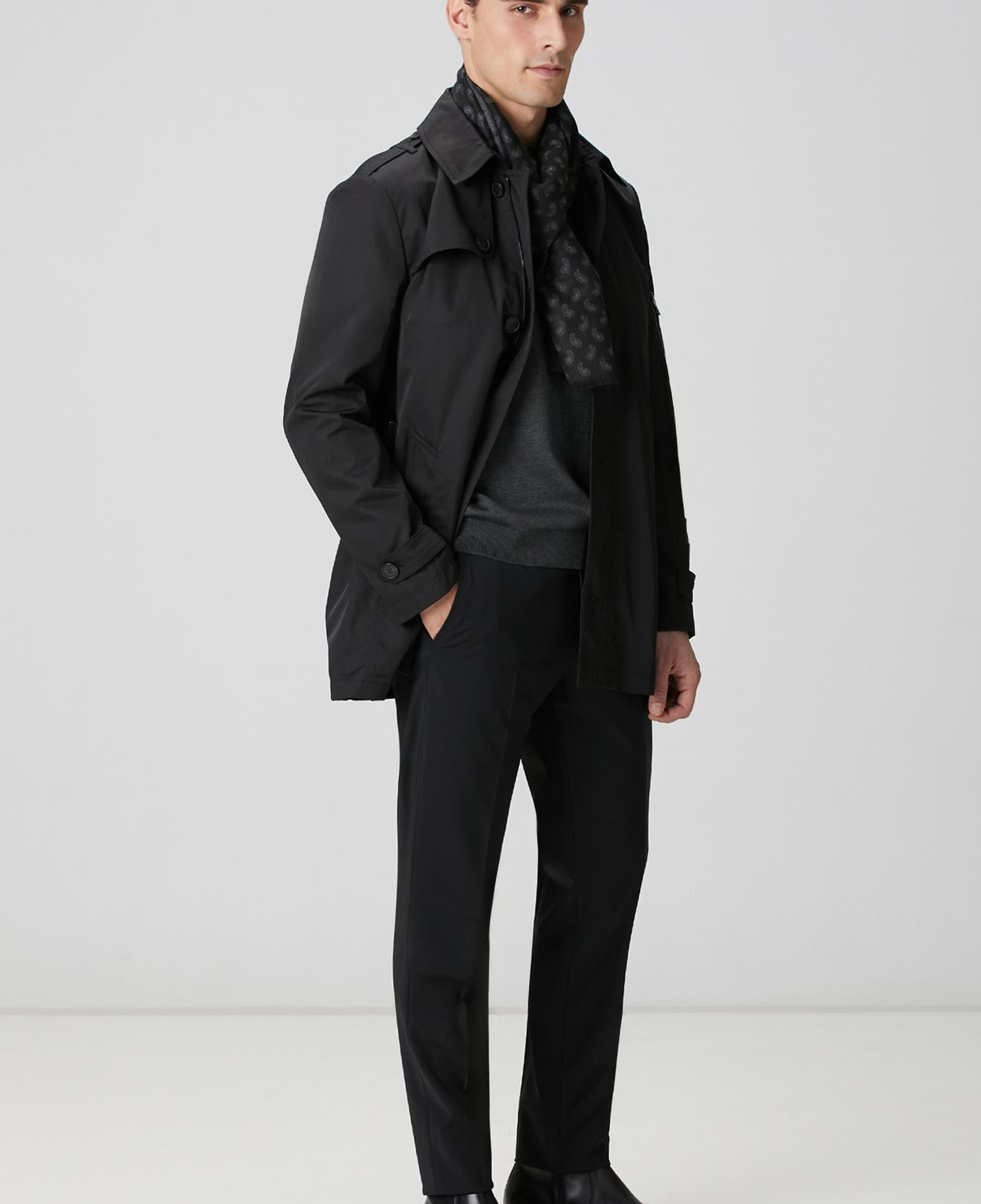 Network Erkek Siyah Fermuarlı Trençkot