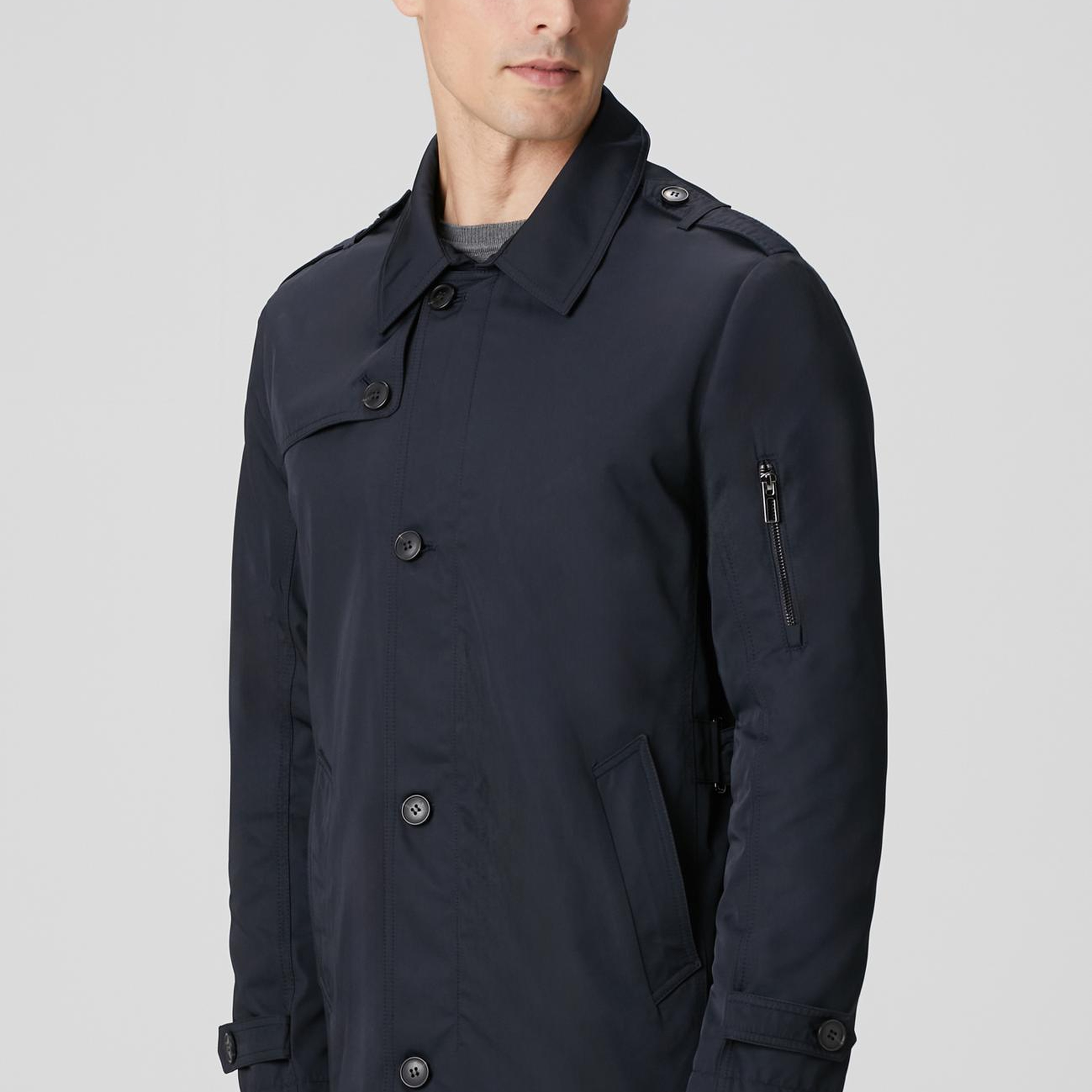 Network Erkek Lacivert Fermuarlı Trençkot