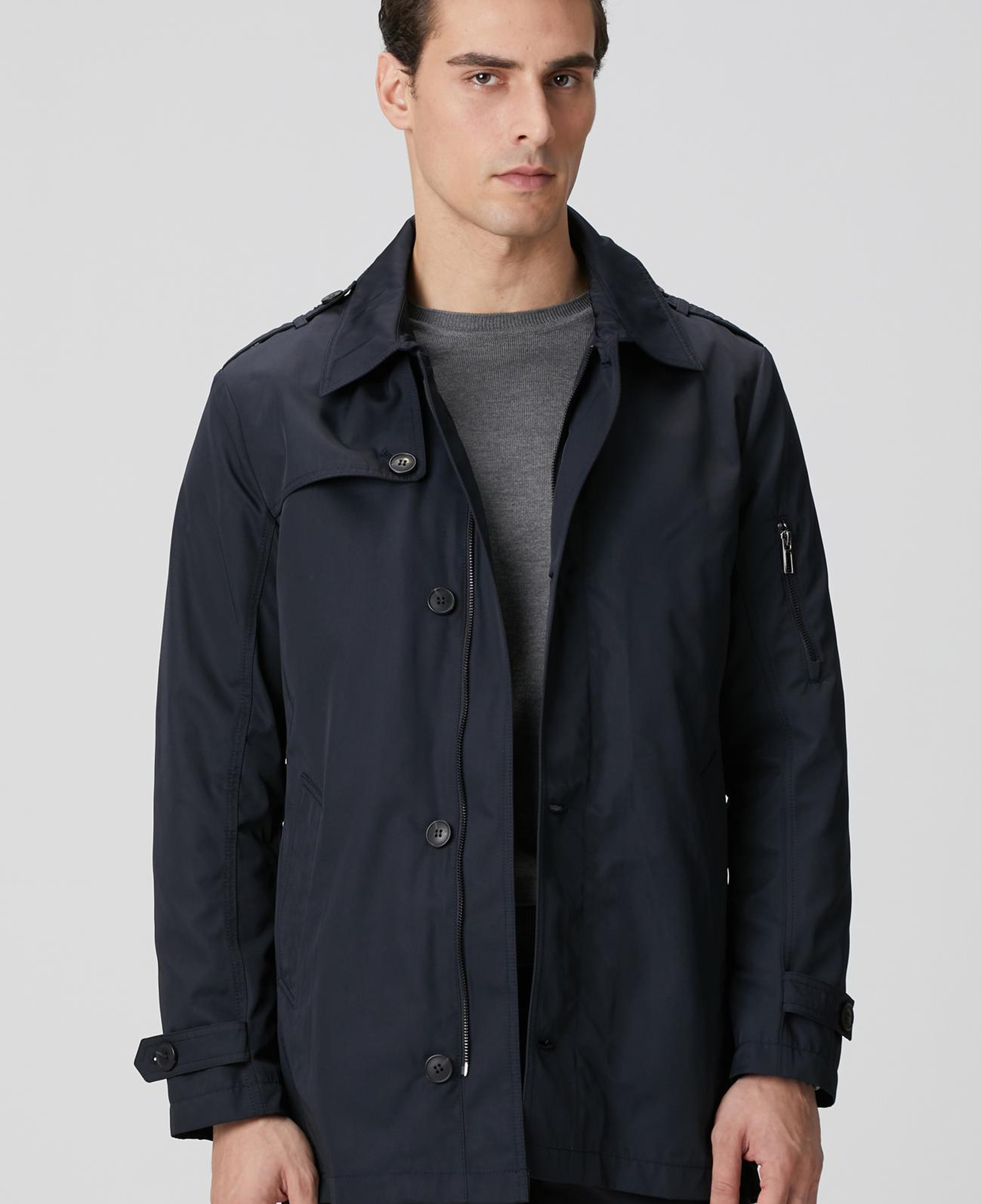 Network Erkek Lacivert Fermuarlı Trençkot