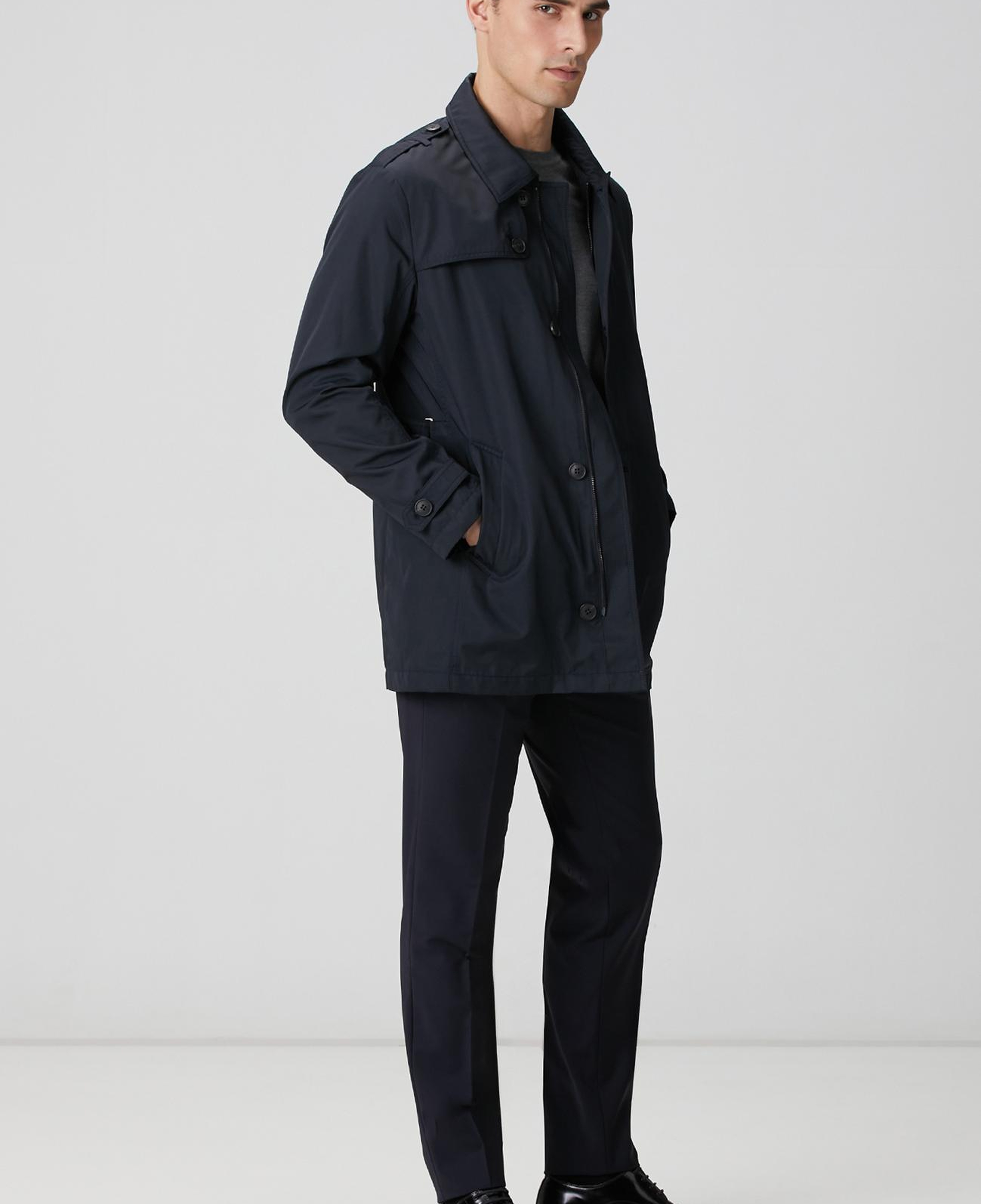 Network Erkek Lacivert Fermuarlı Trençkot