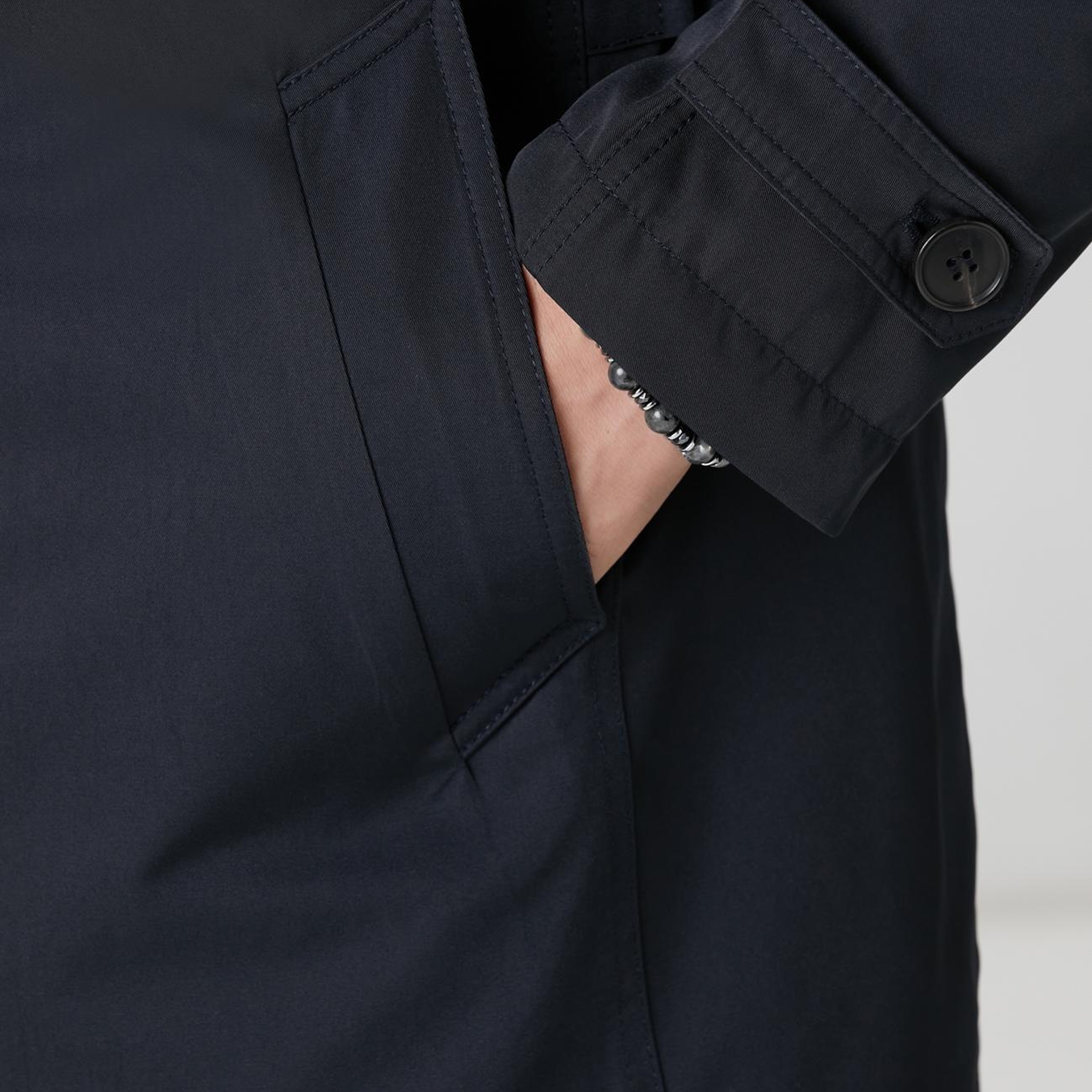 Network Erkek Lacivert Fermuarlı Trençkot