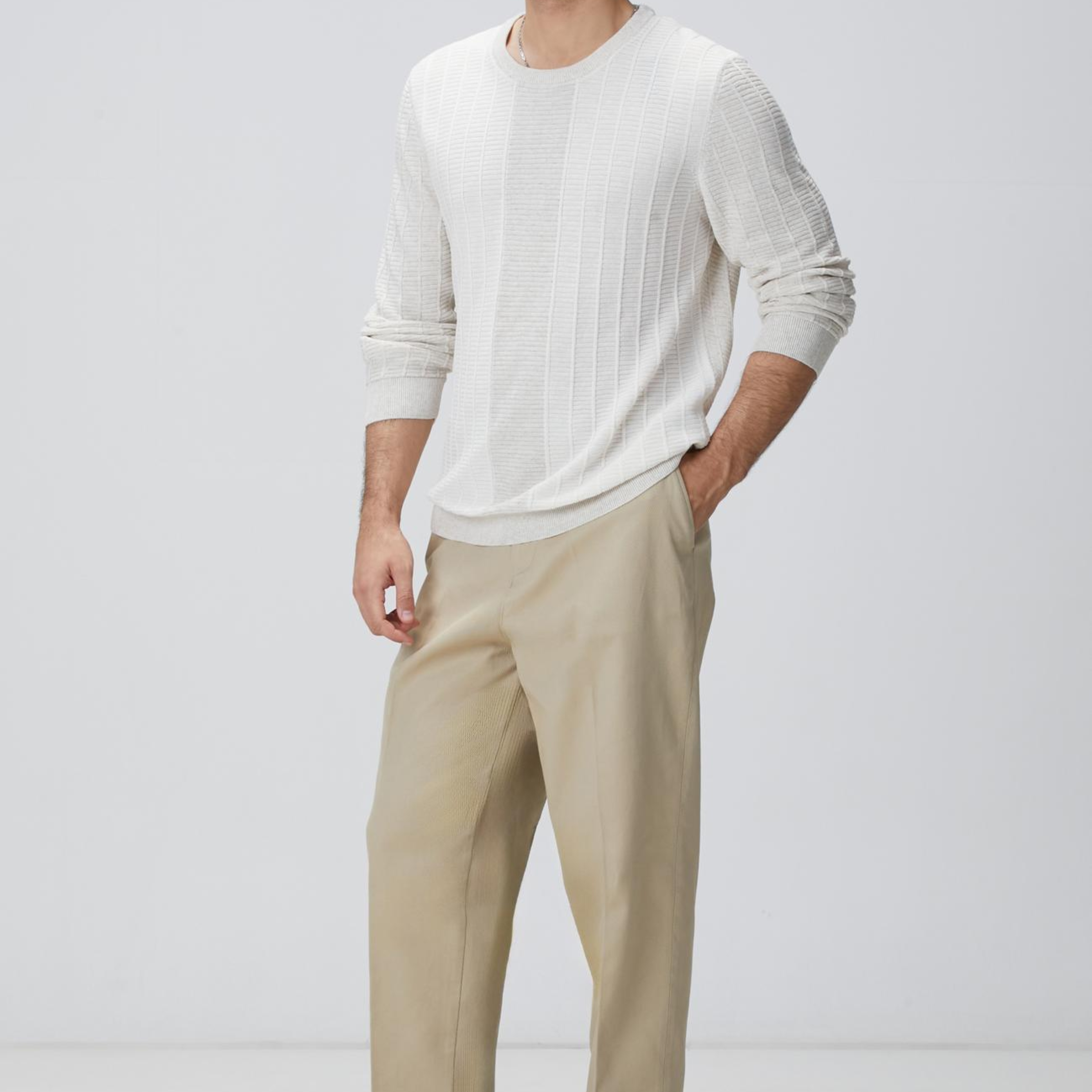 Network Erkek Naturel Desenli Triko Kazak