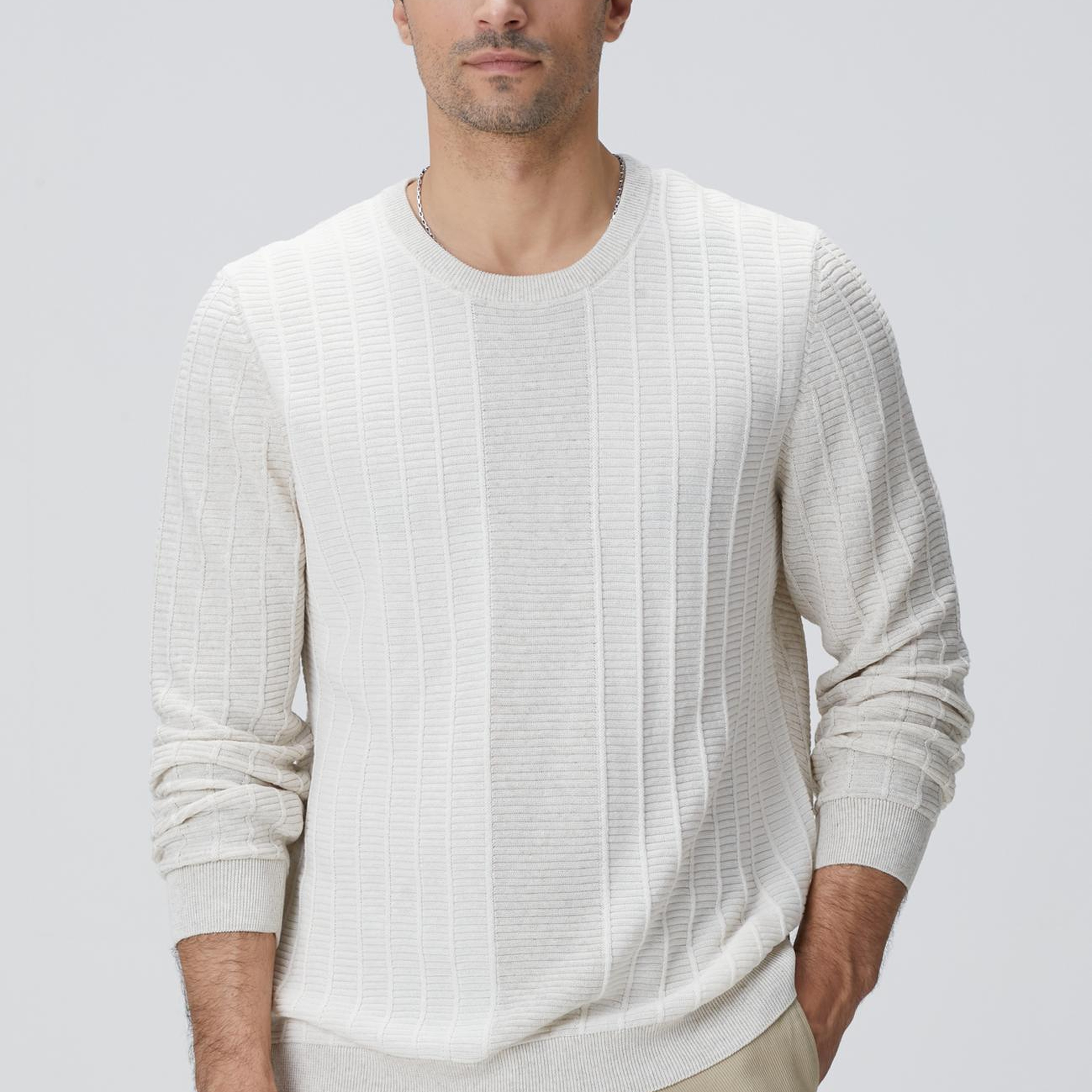 Network Erkek Naturel Desenli Triko Kazak