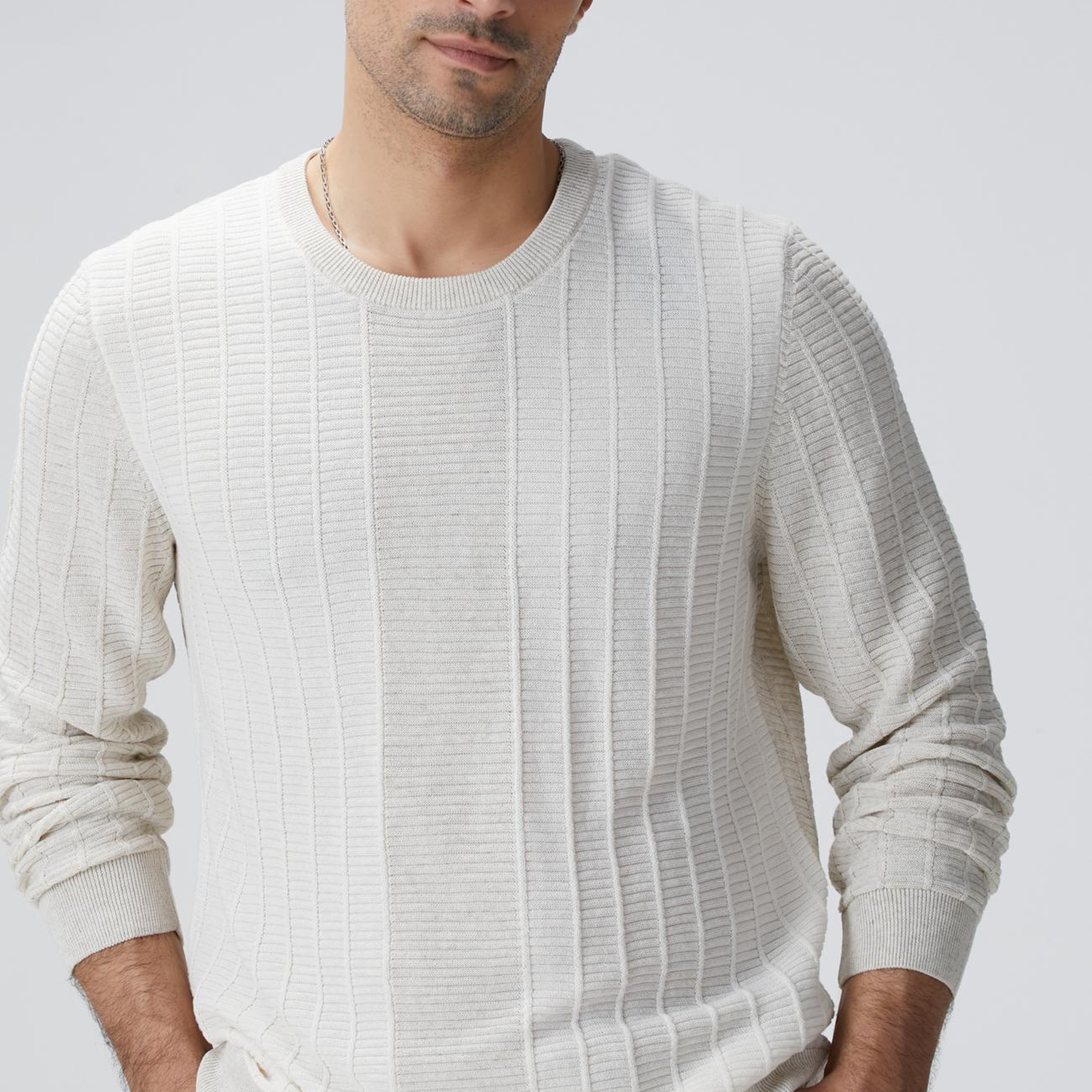 Network Erkek Naturel Desenli Triko Kazak