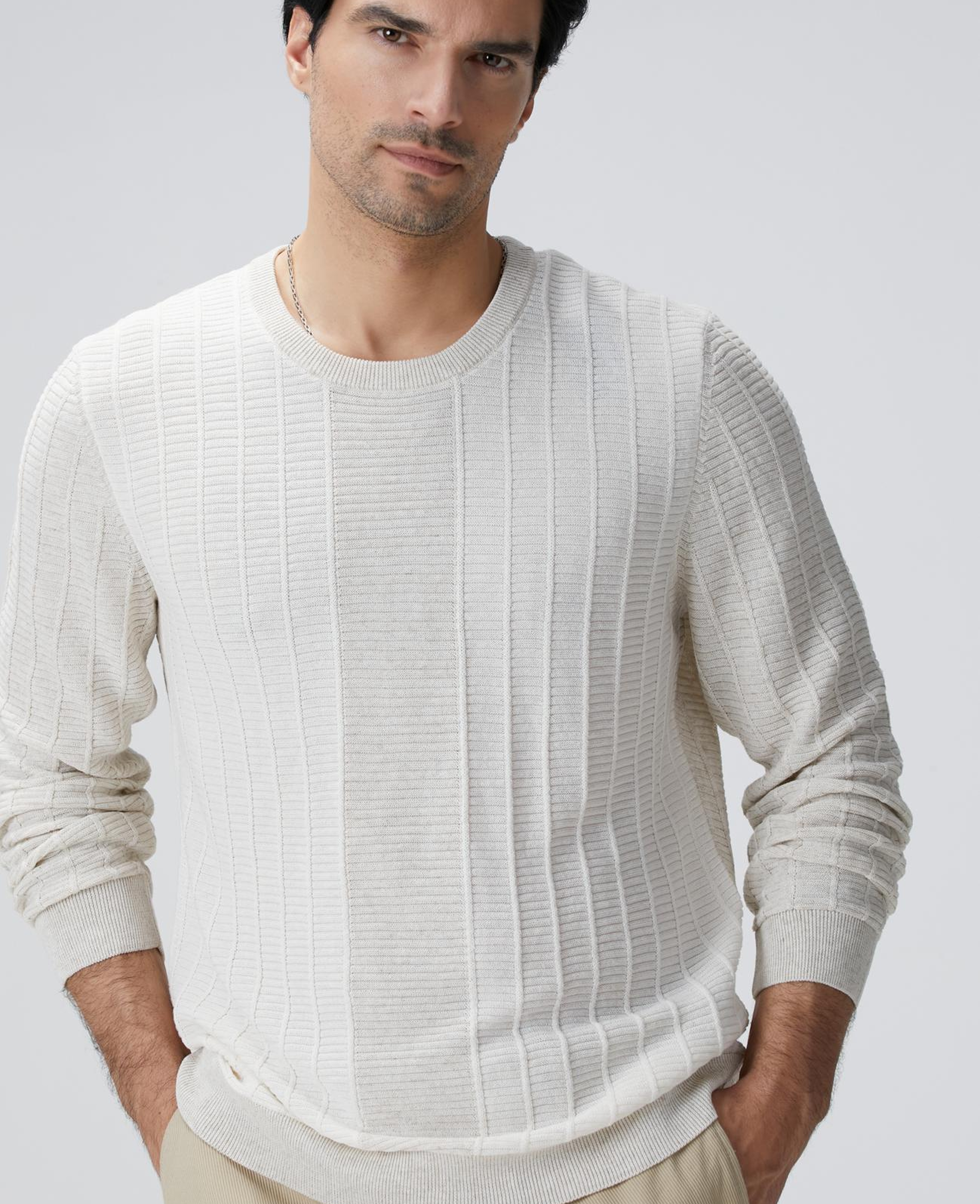 Network Erkek Naturel Desenli Triko Kazak