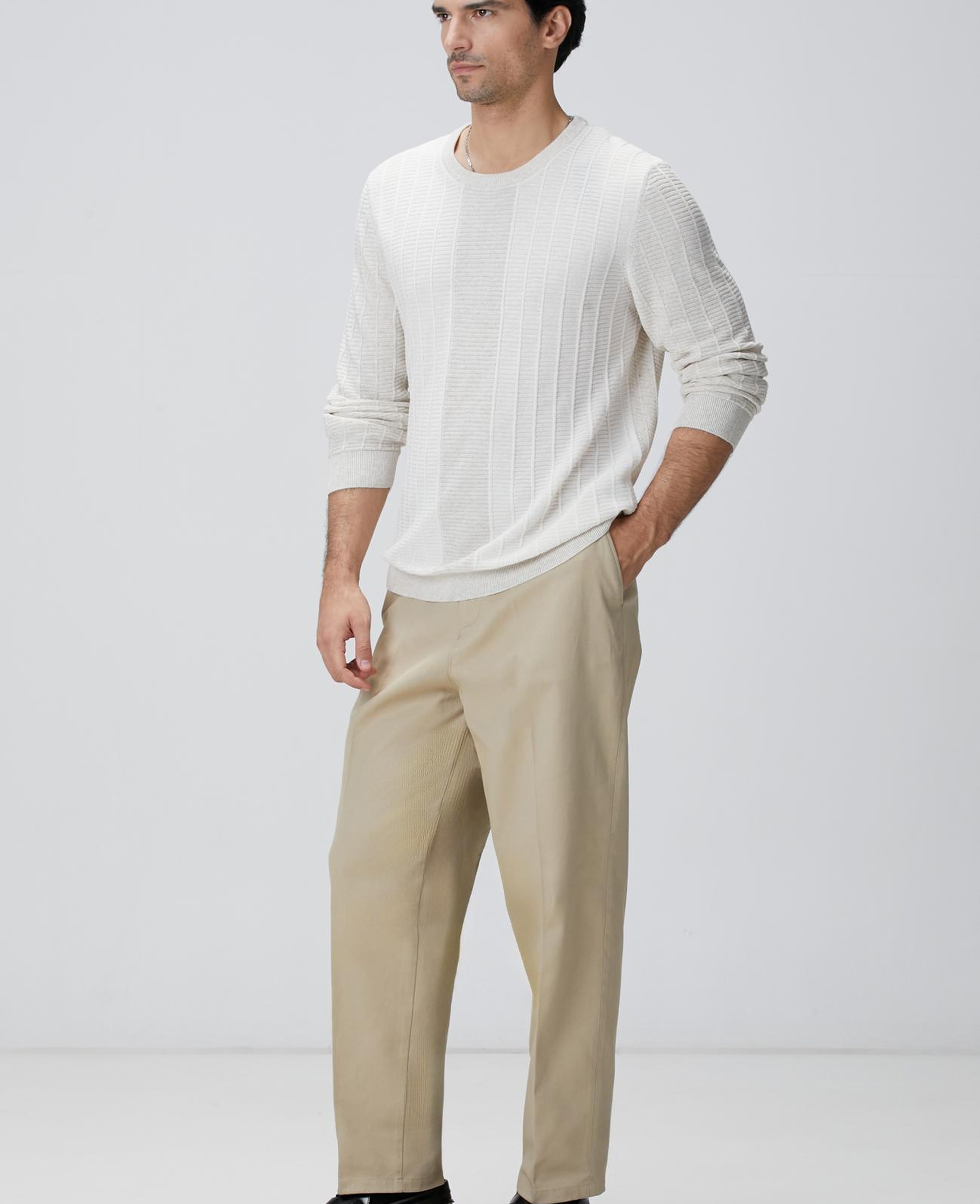 Network Erkek Naturel Desenli Triko Kazak