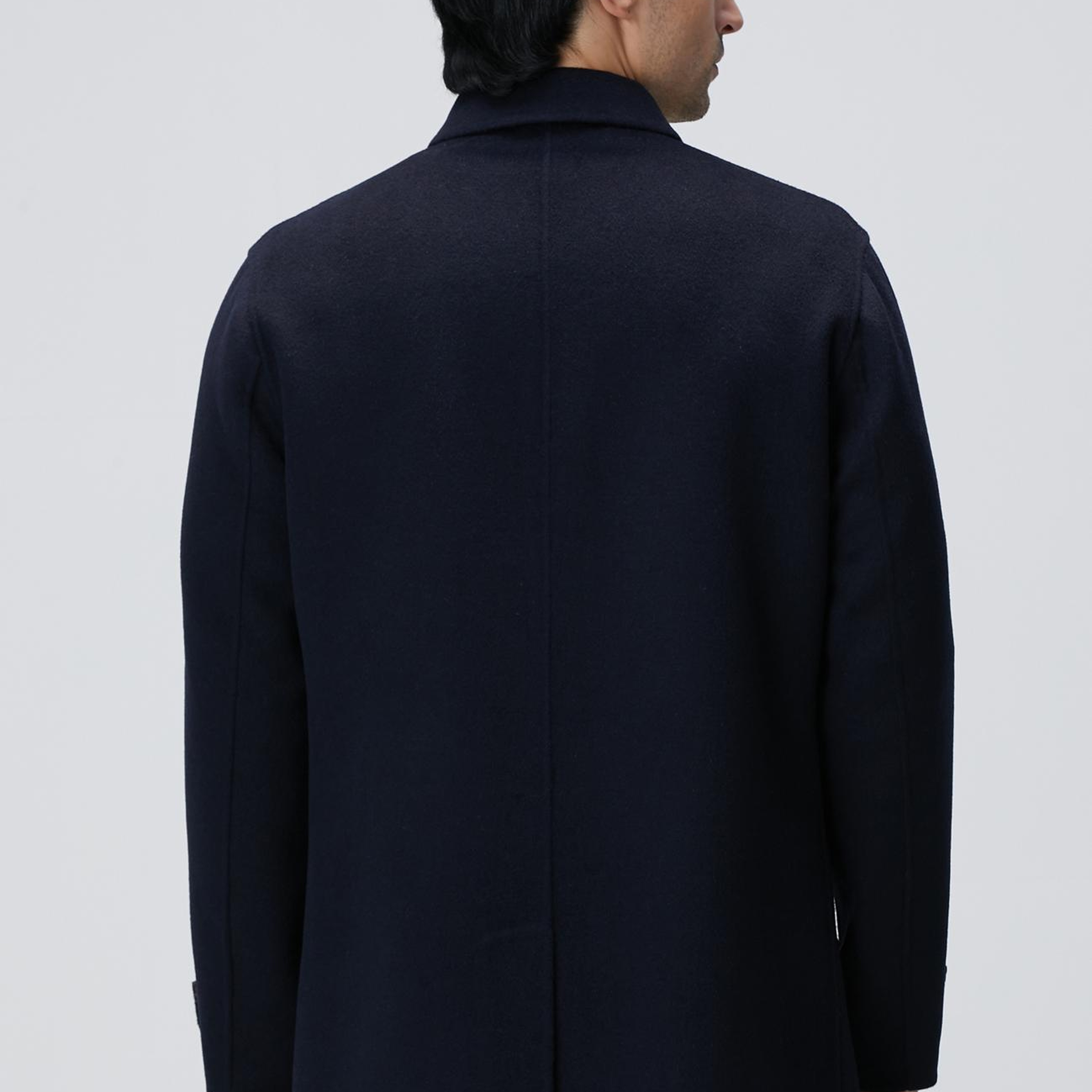 Network Erkek Lacivert Yün Karışımlı Dikişsiz Handmade Palto