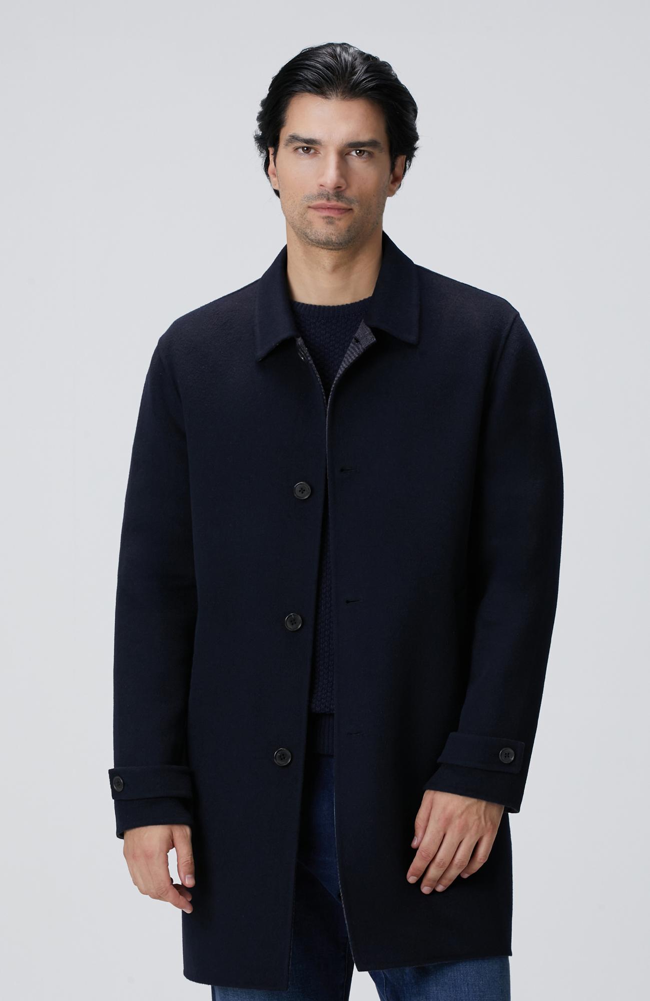 Network Erkek Lacivert Yün Karışımlı Dikişsiz Handmade Palto