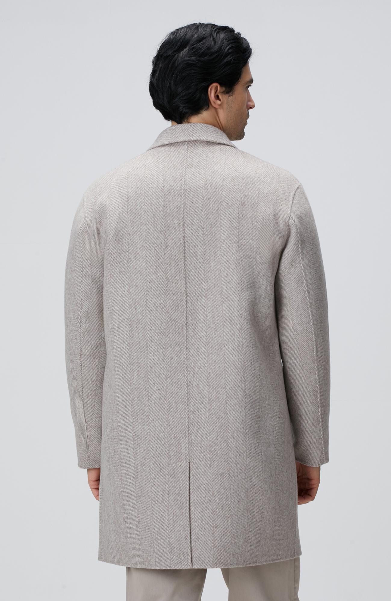 Network Erkek Bej Melanj Yün Karışımlı Dikişsiz Handmade Palto