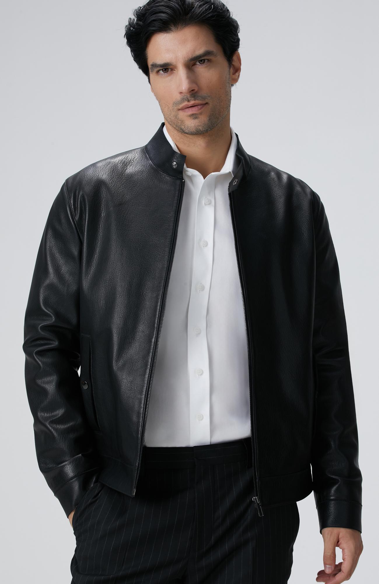 Network Erkek Siyah Deri Mont