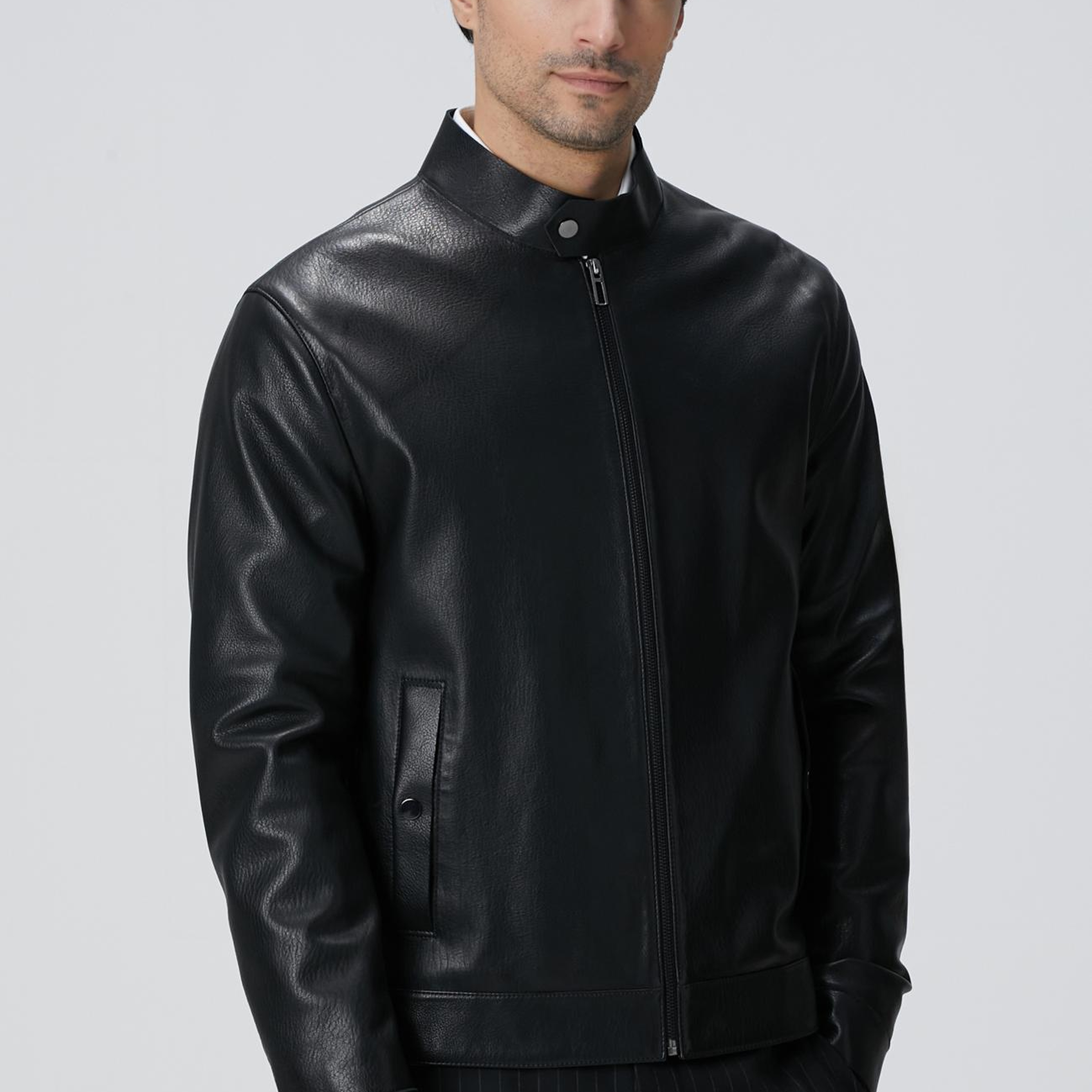 Network Erkek Siyah Deri Mont