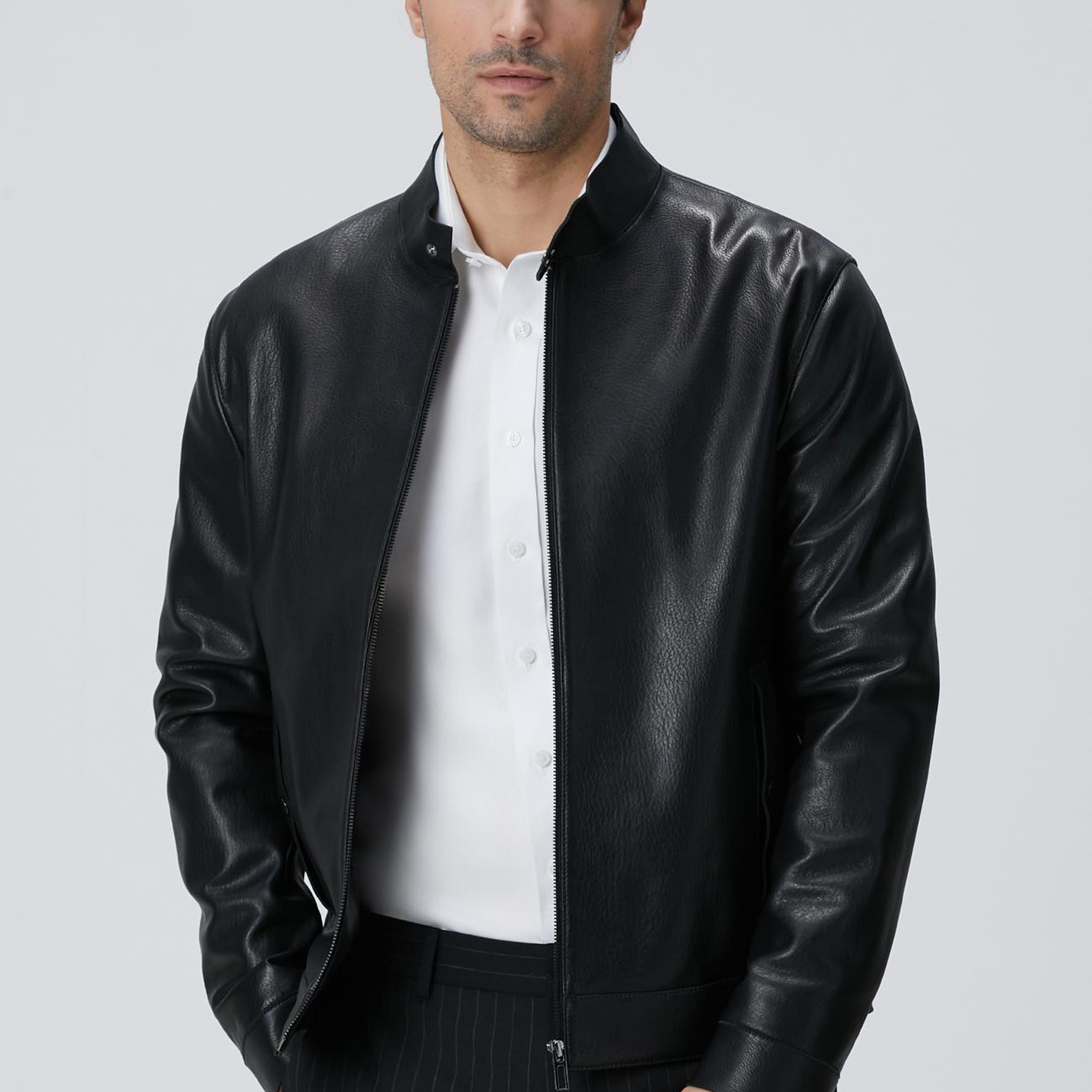 Network Erkek Siyah Deri Mont