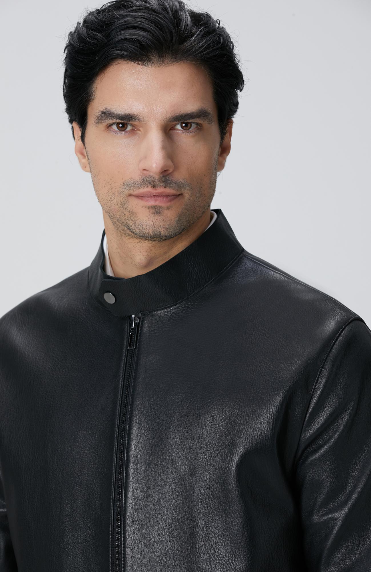 Network Erkek Siyah Deri Mont