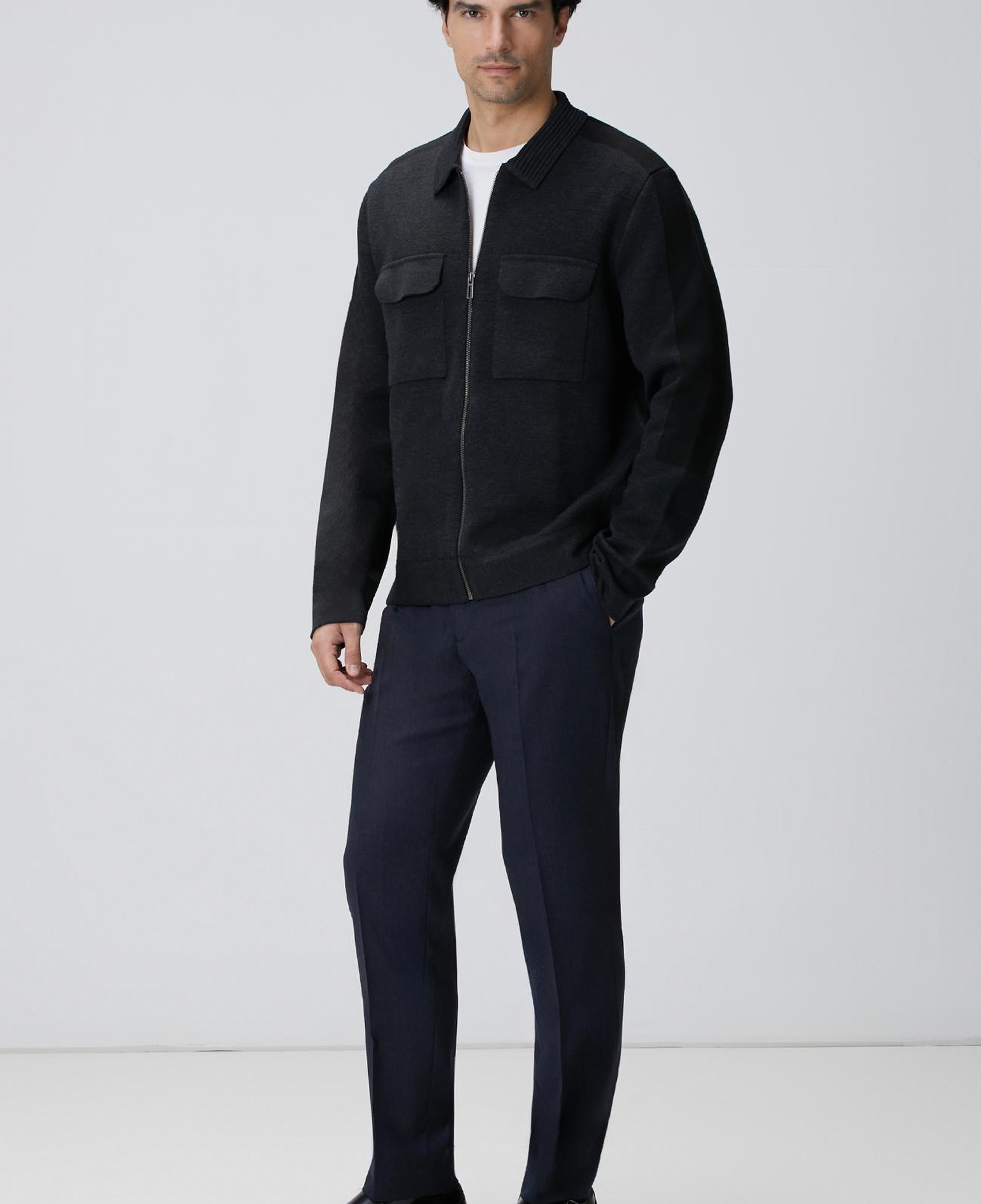 Network Erkek Antrasit Triko Dış Gömlek