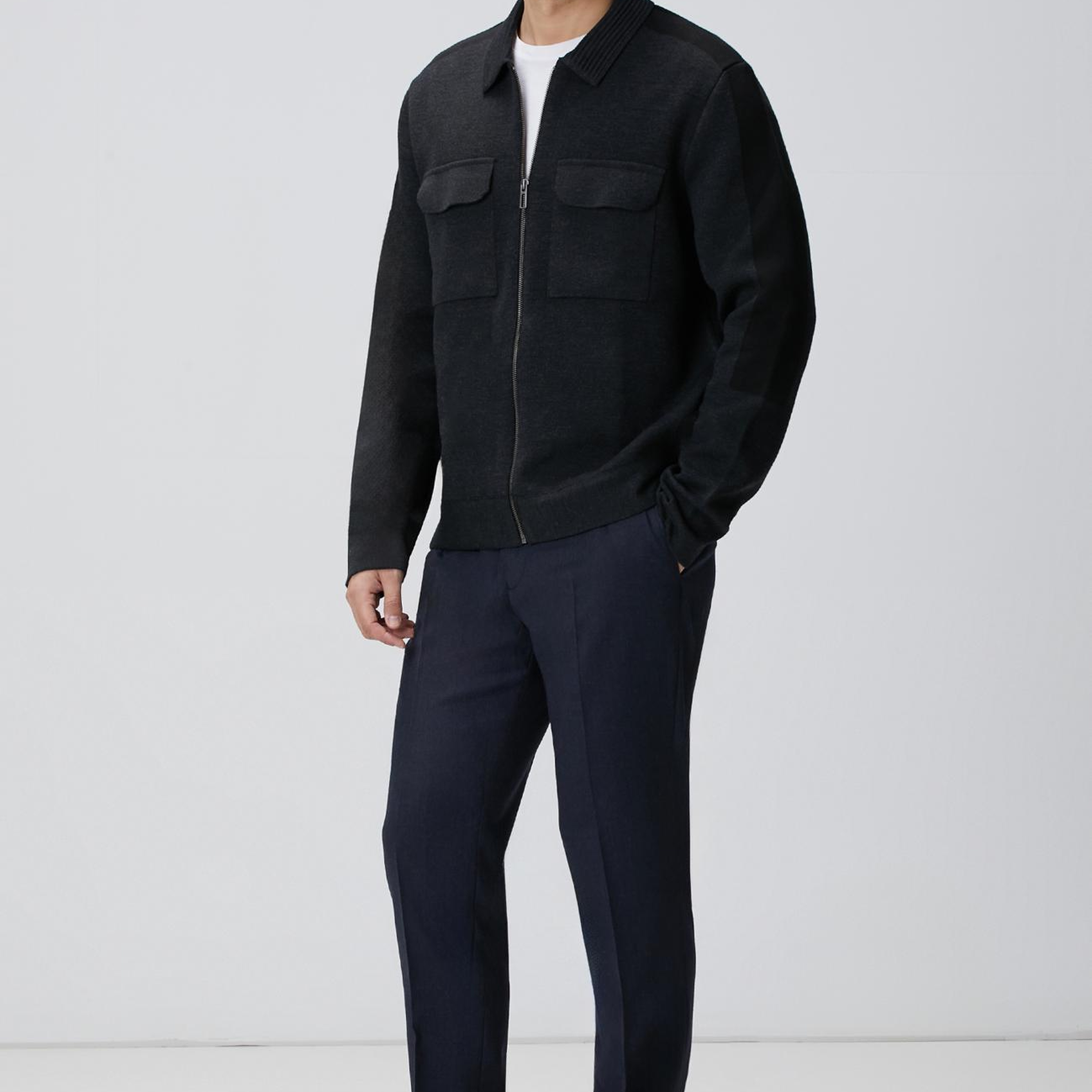 Network Erkek Antrasit Triko Dış Gömlek