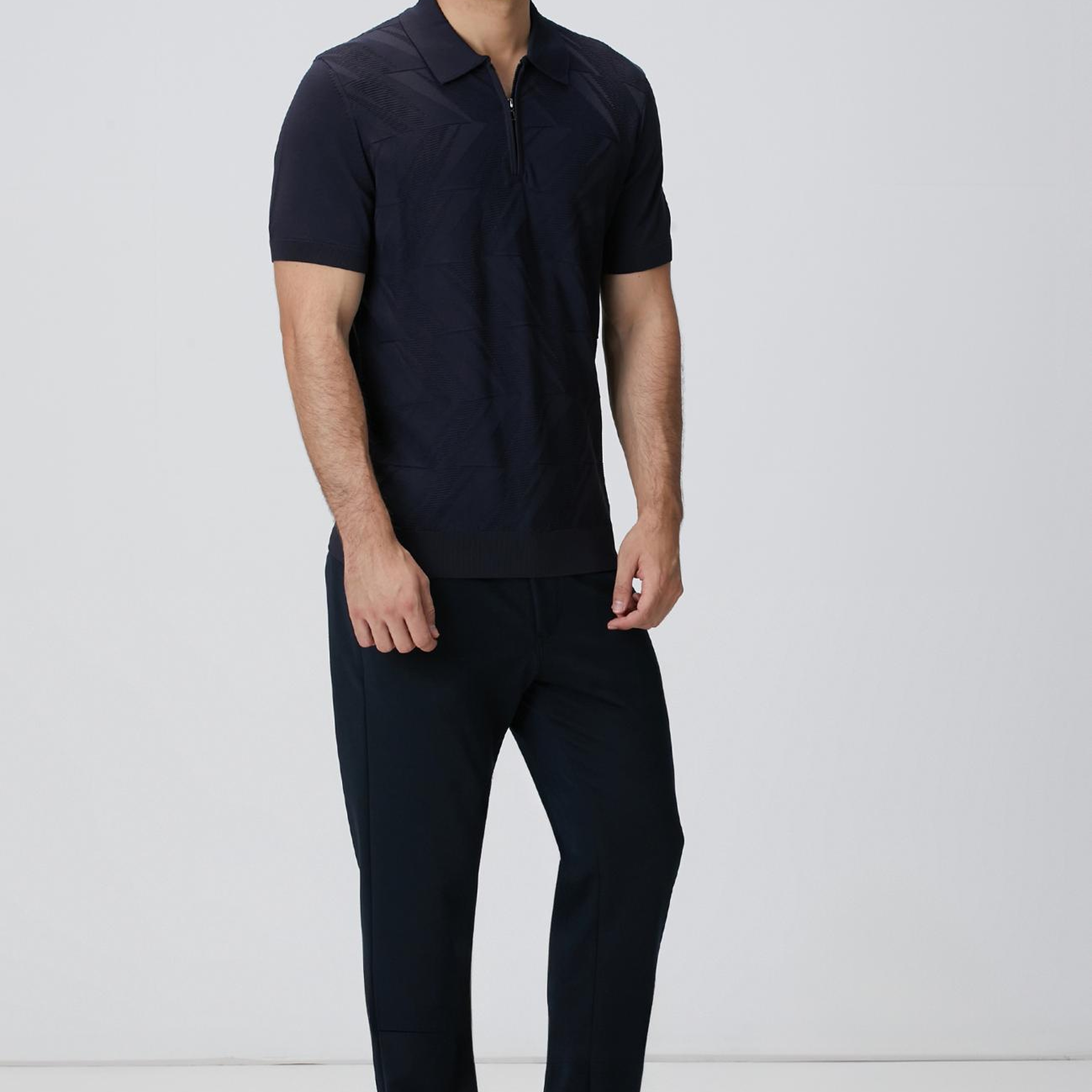 Network Erkek Lacivert Jakarlı Triko Kazak