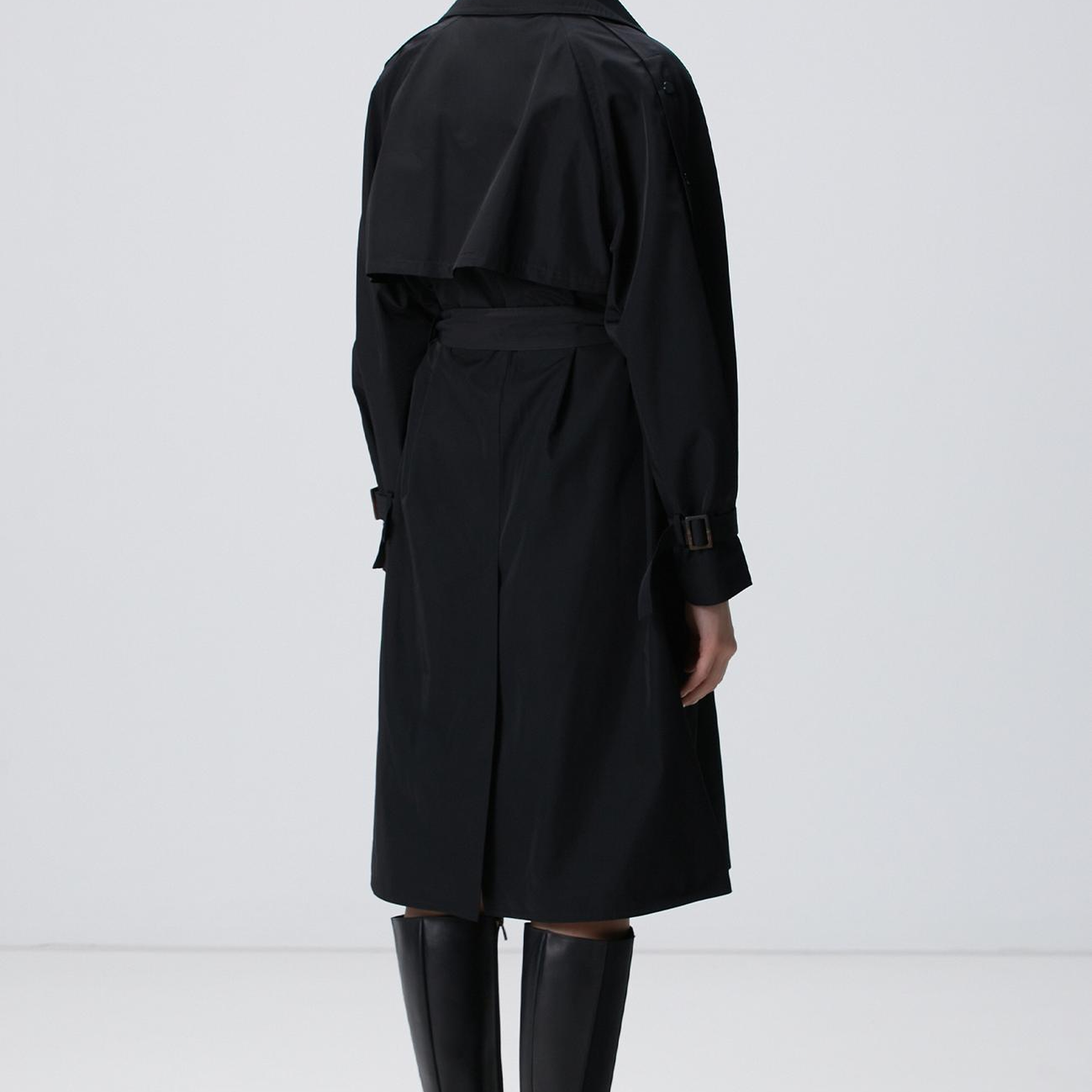 Network Kadın Siyah Düğmeli Trençkot