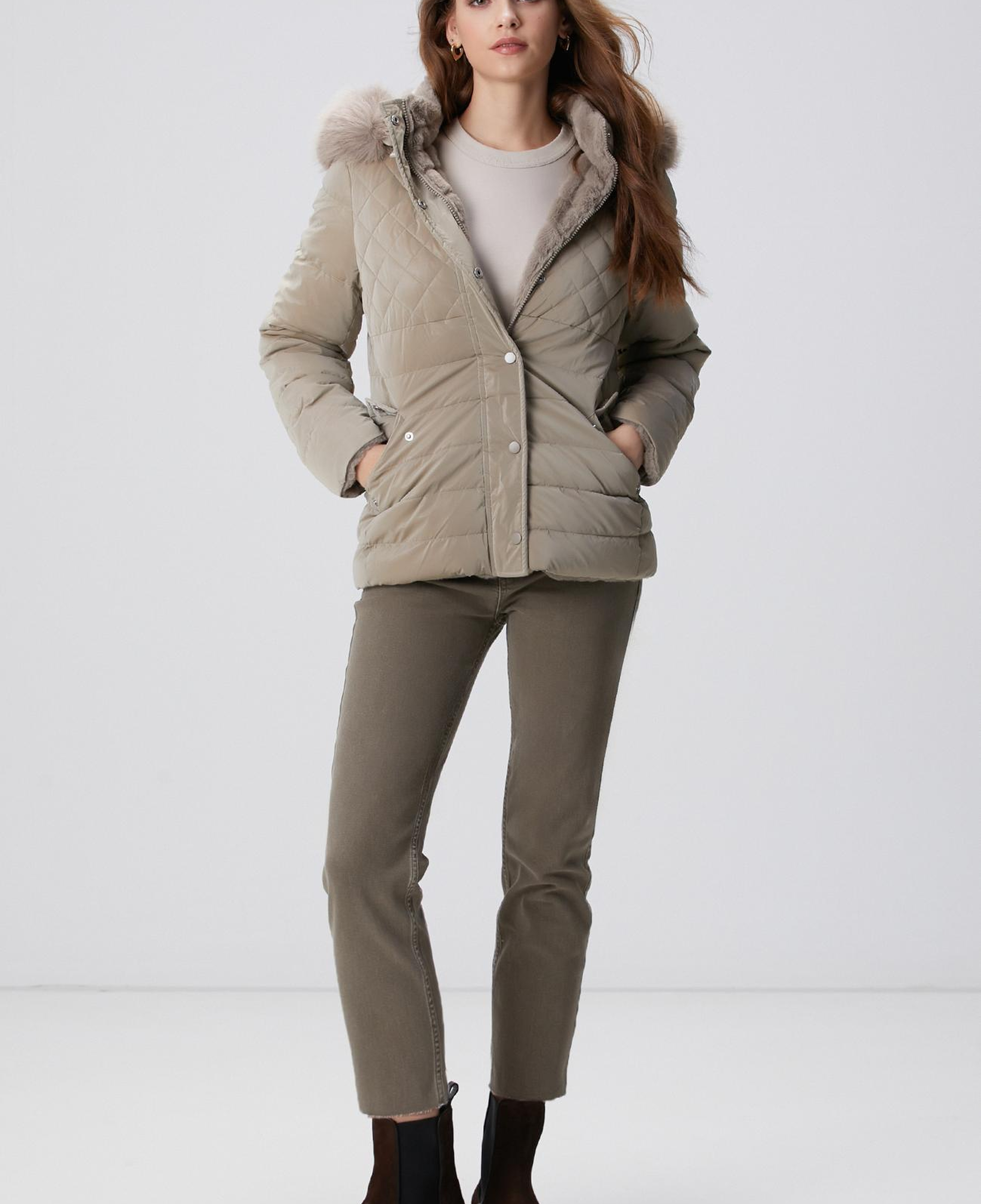 Network Kadın Vizon Çift Taraflı Kapüşonlu Mont