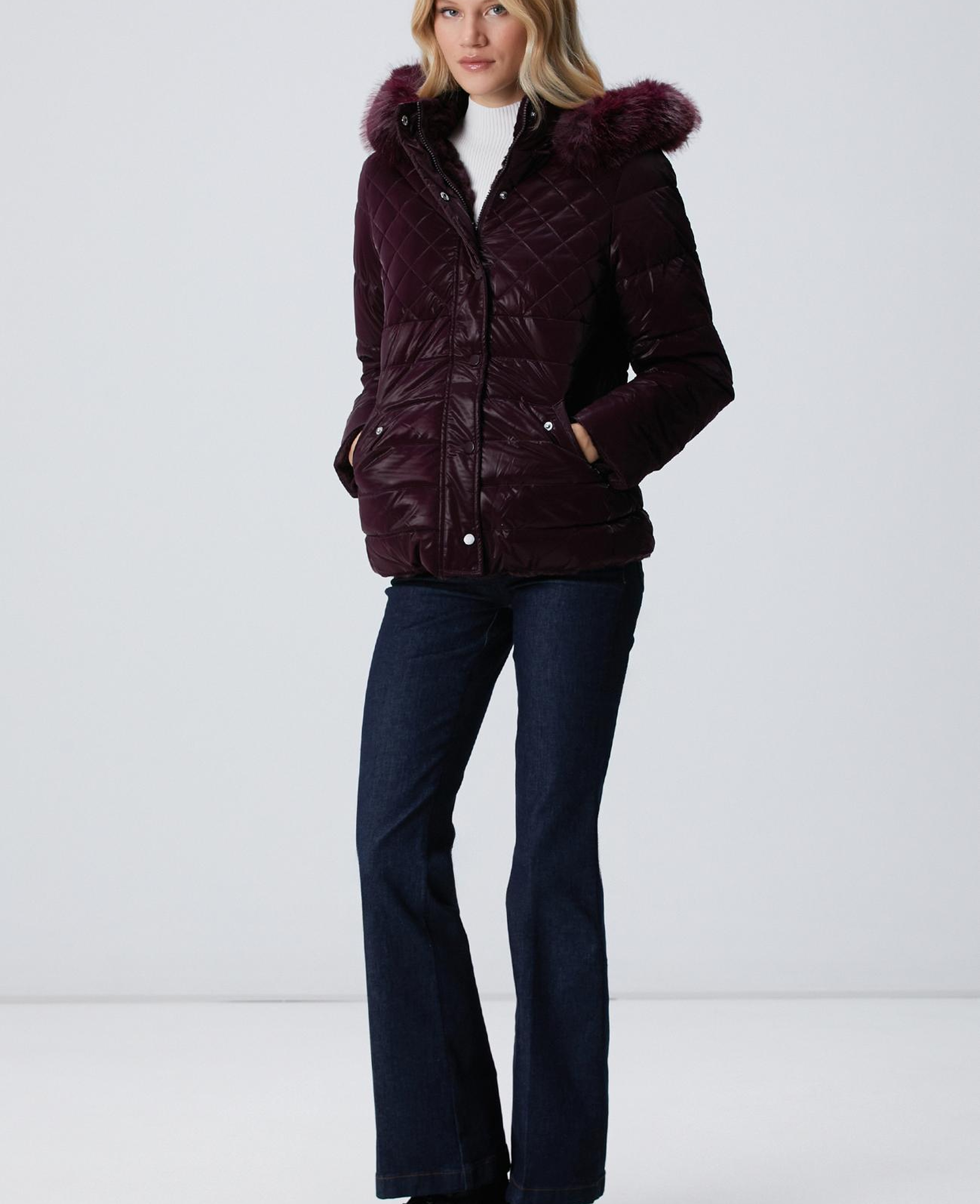 Network Kadın N-Tech Mürdüm Çift Taraflı Mont