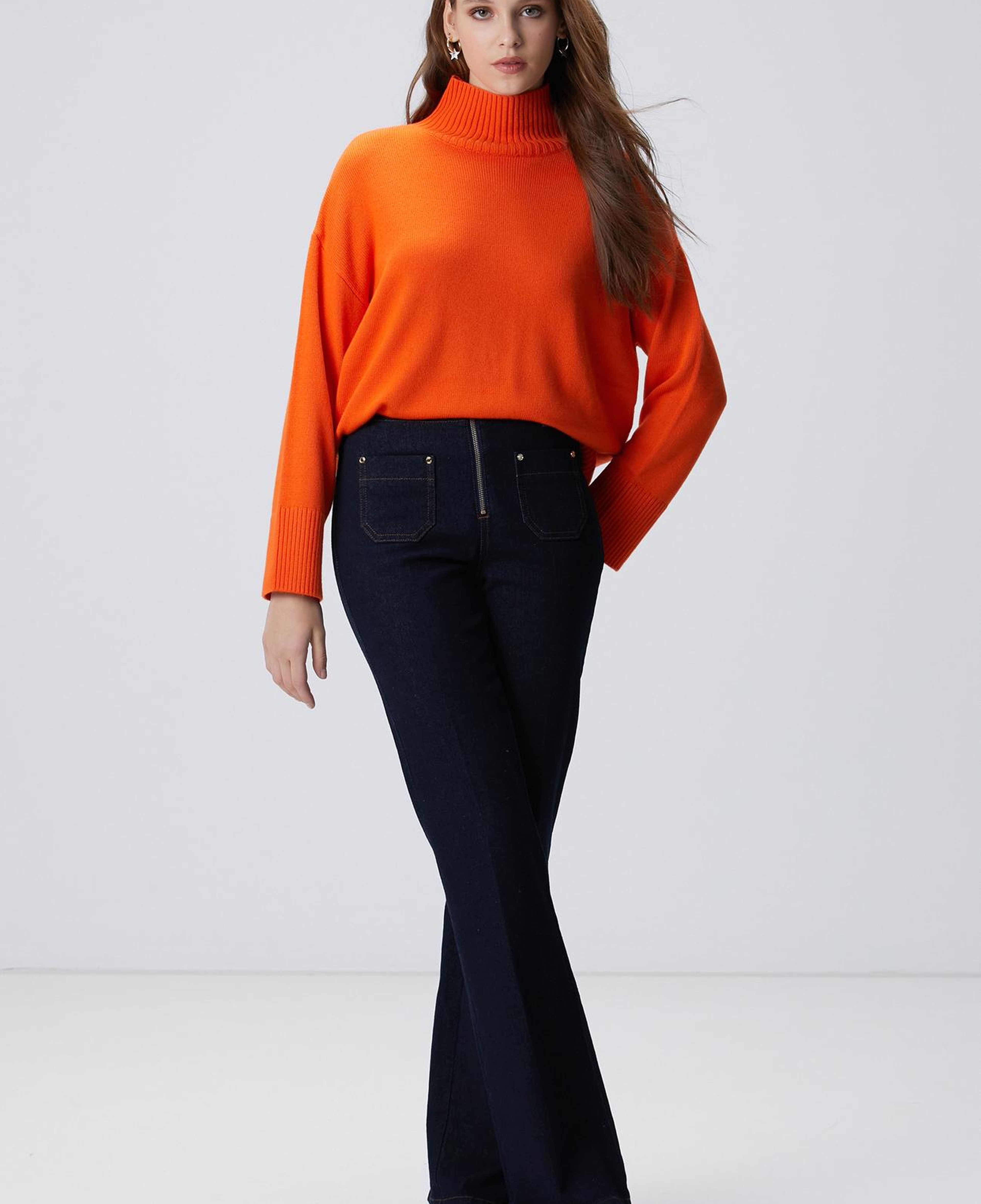 Network Kadın Turuncu Yün Karışımlı Triko Kazak