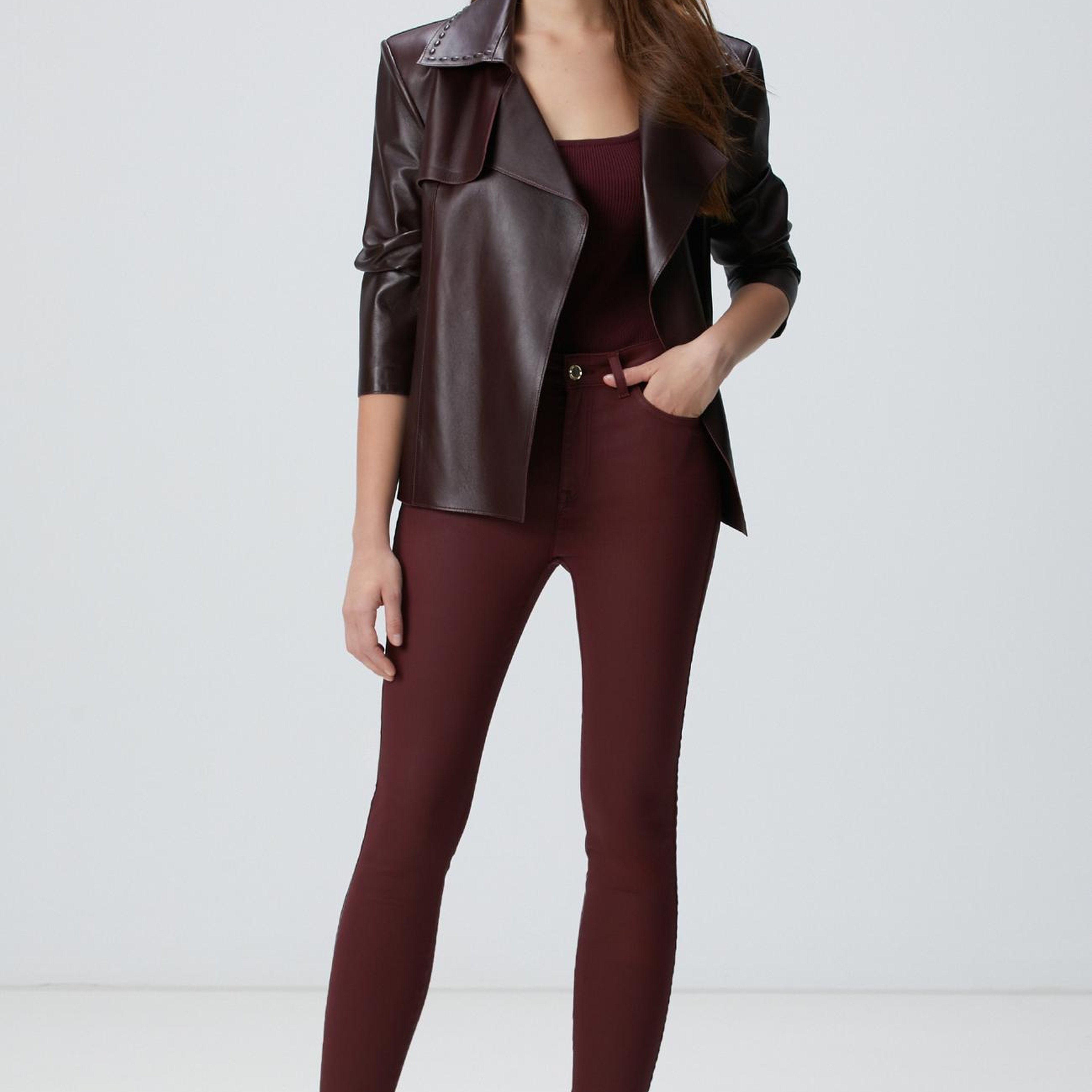 Network Kadın Bordo Denim Pantolon