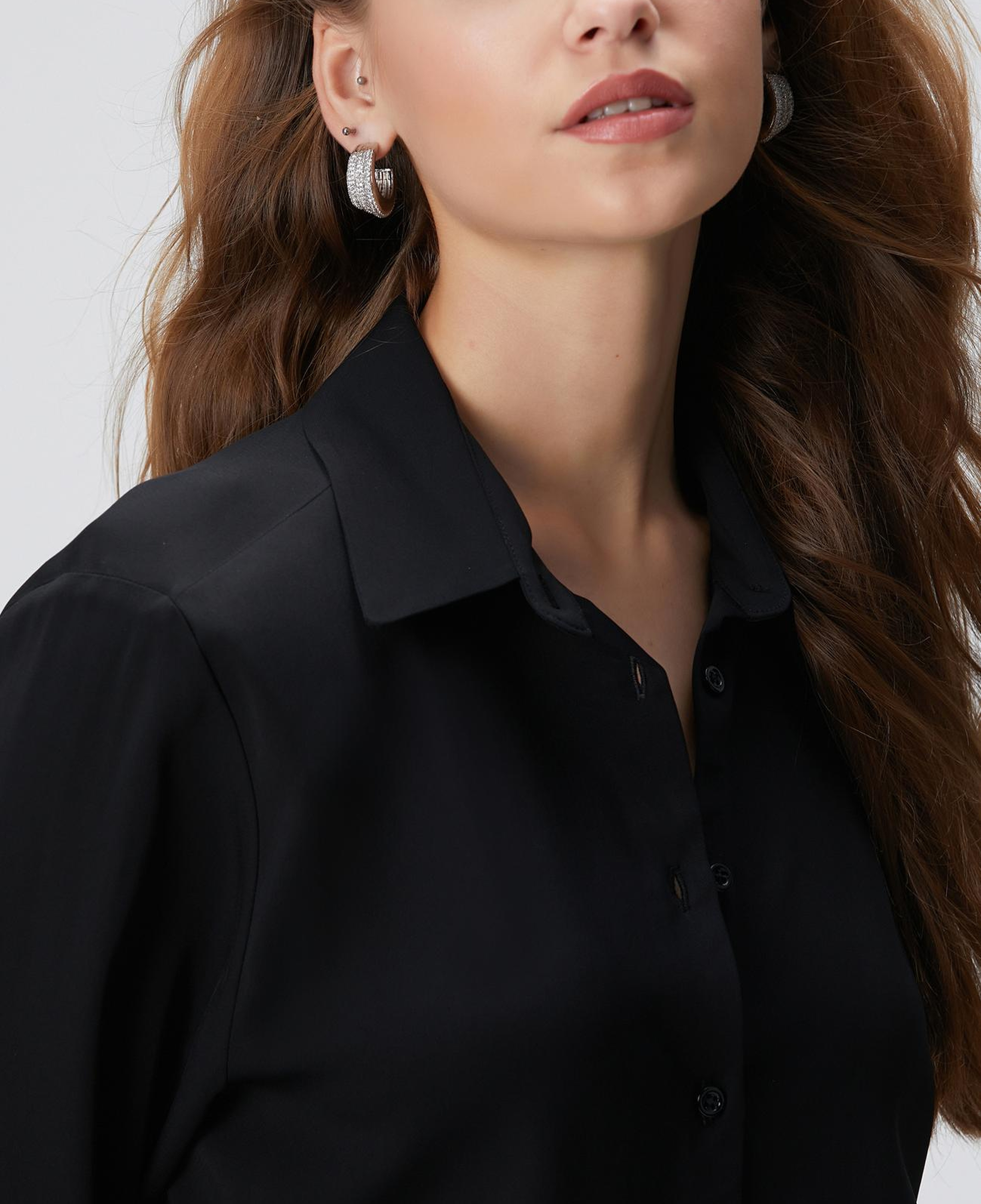 Network Kadın Siyah Vatkalı Gömlek