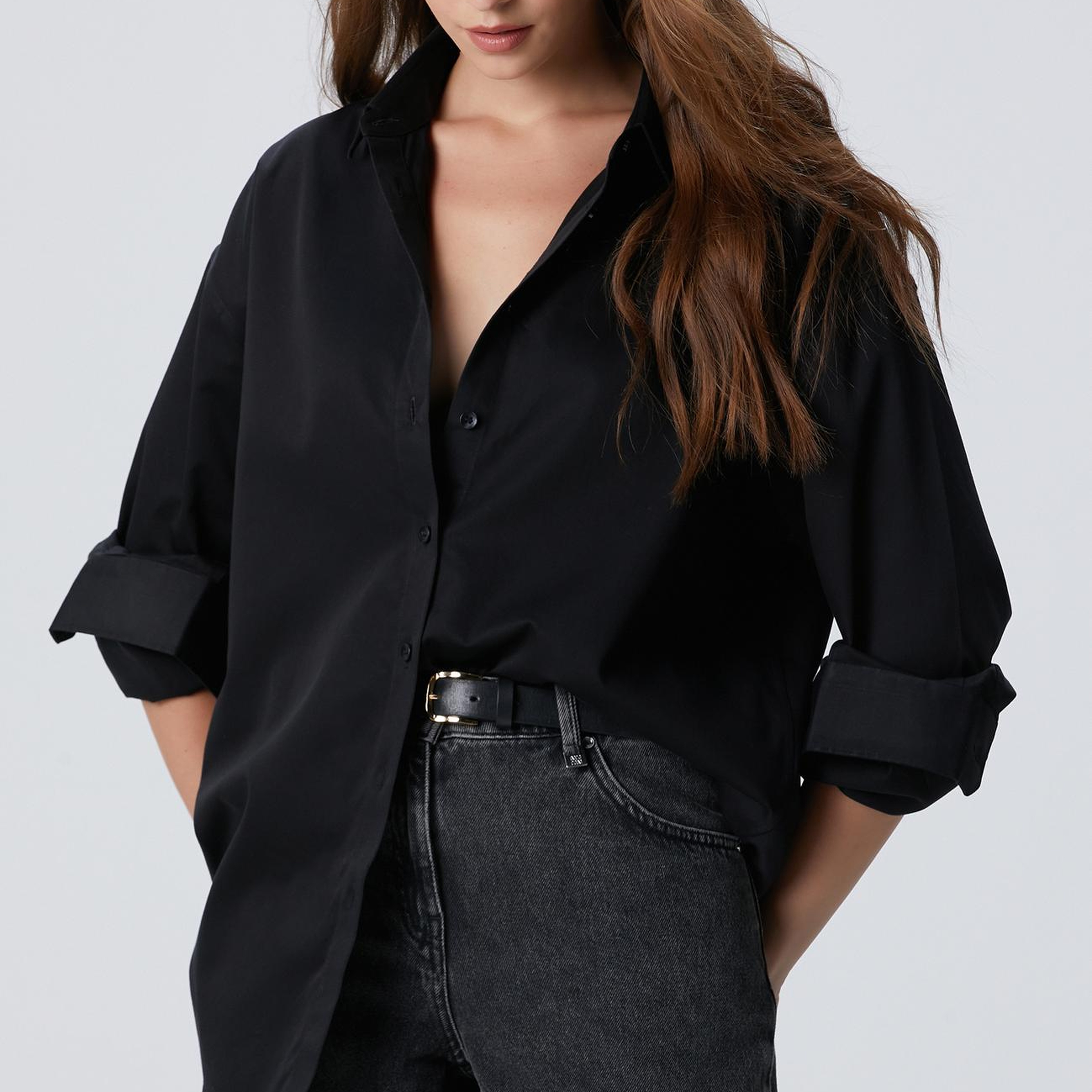 Network Kadın Non-Iron Siyah Gömlek