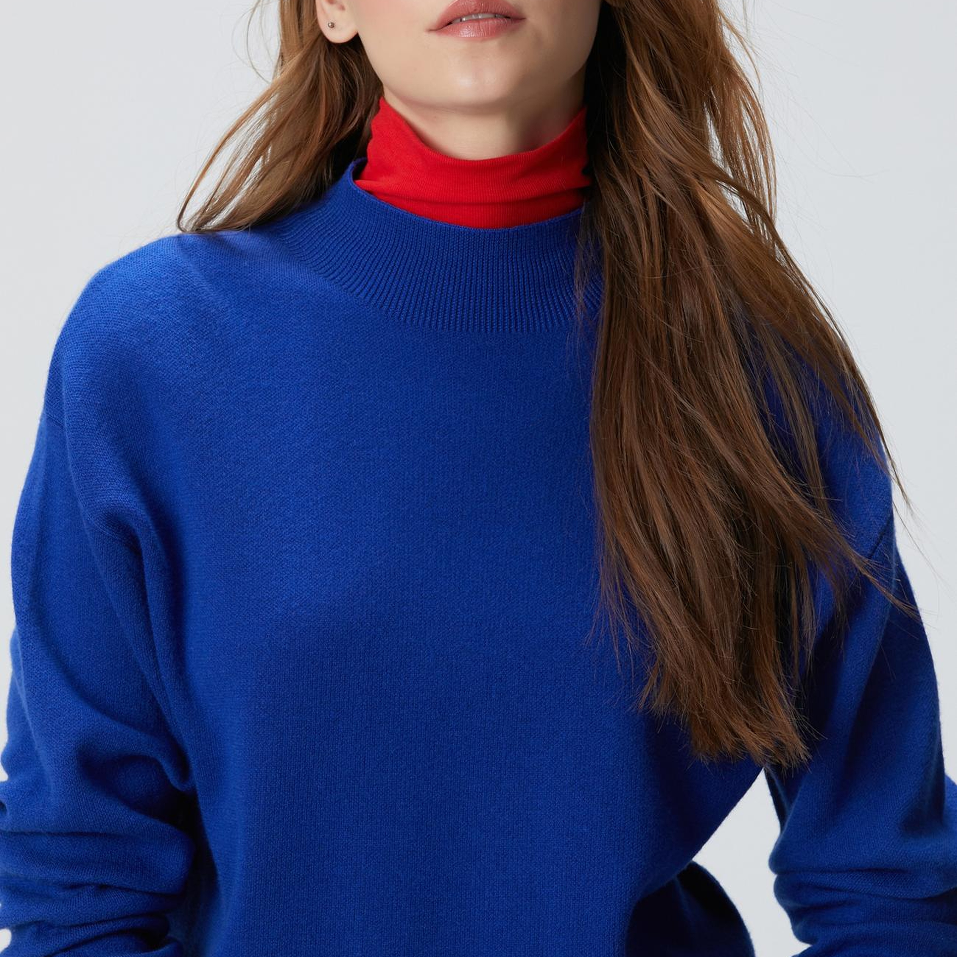 Network Kadın Mavi Yün Karışımlı Triko Kazak