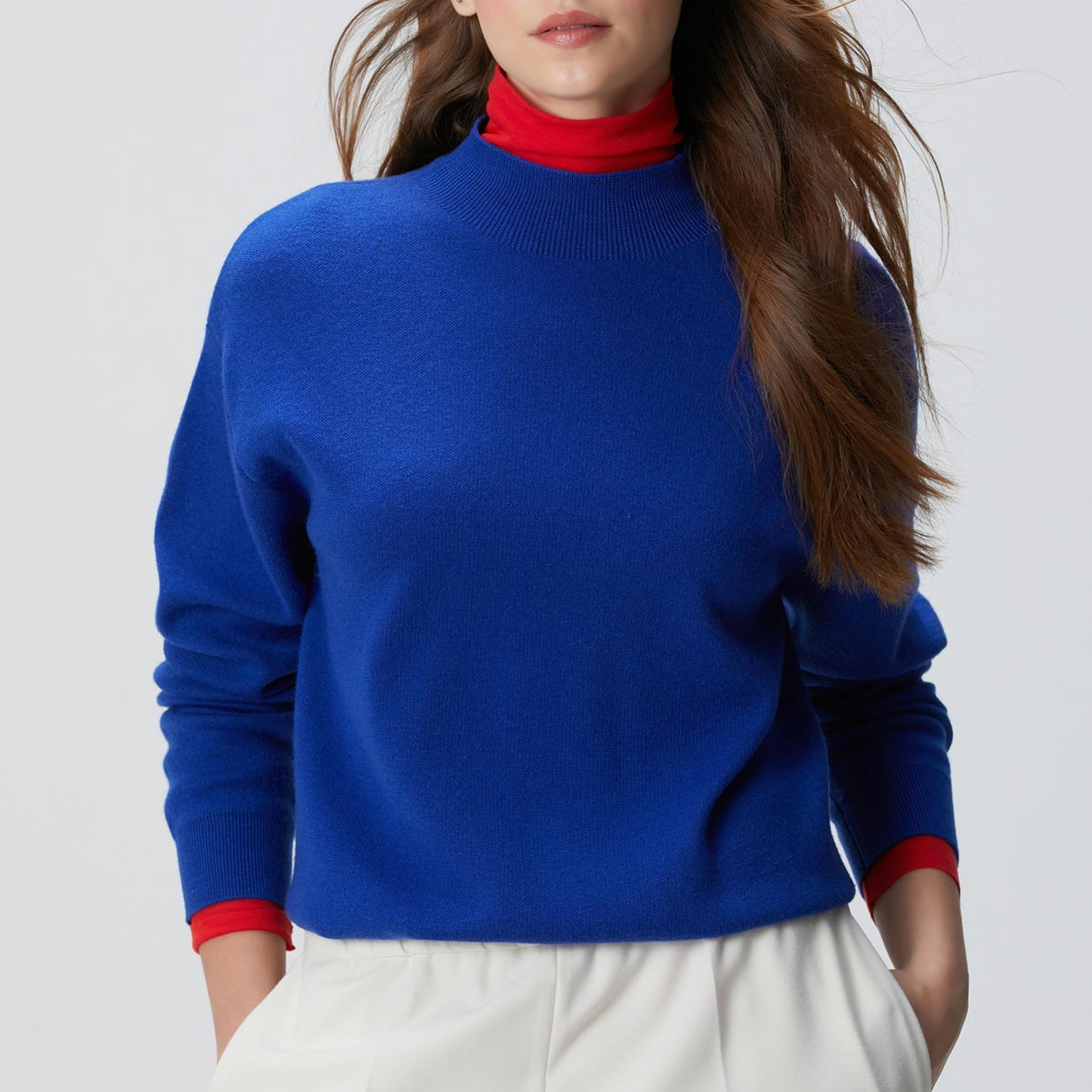 Network Kadın Mavi Yün Karışımlı Triko Kazak